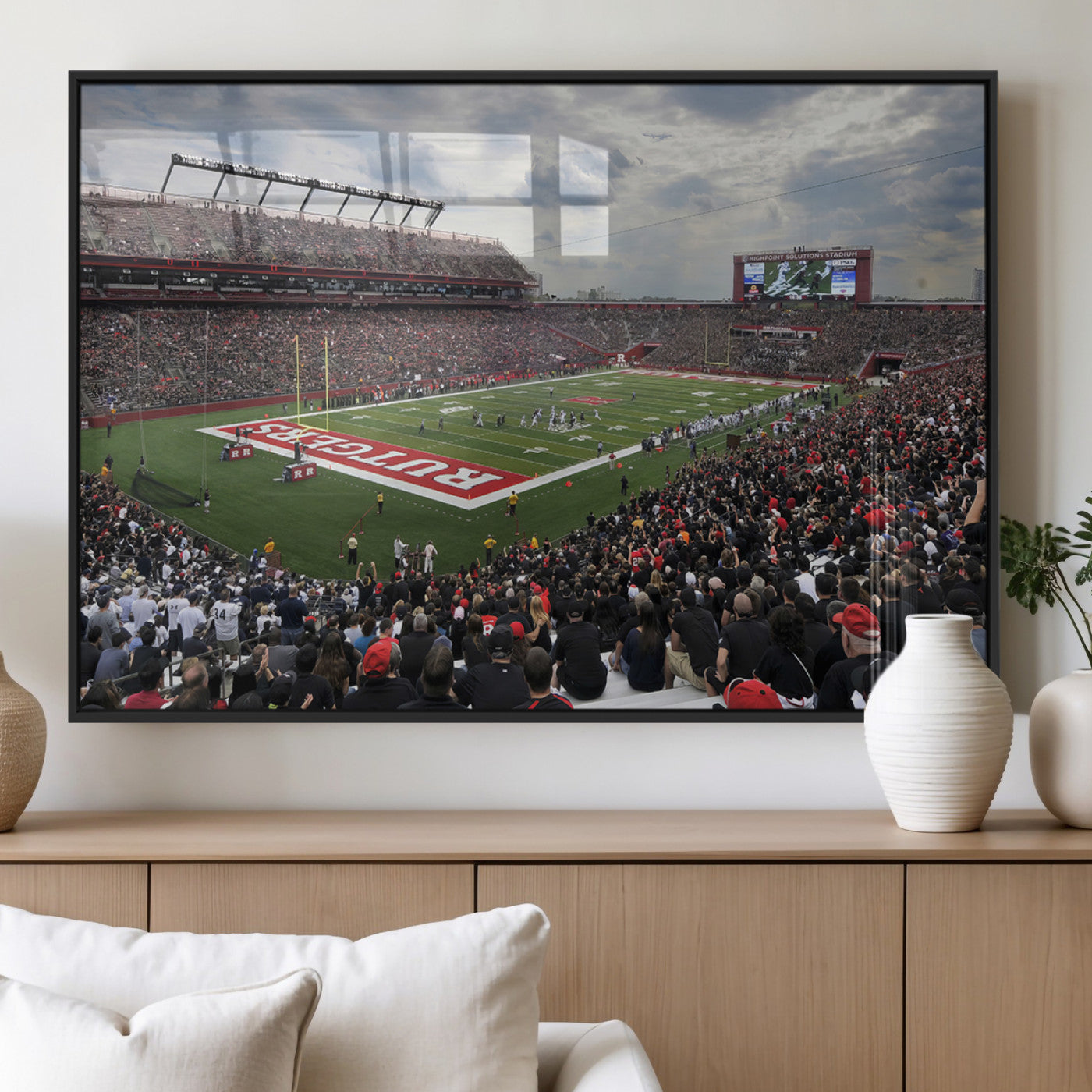 MGV-FP-60X30-3P - Rutgers Scarlet Knights Football Team Print - SHI Stadium, Piscataway Wall Art Canvas Print