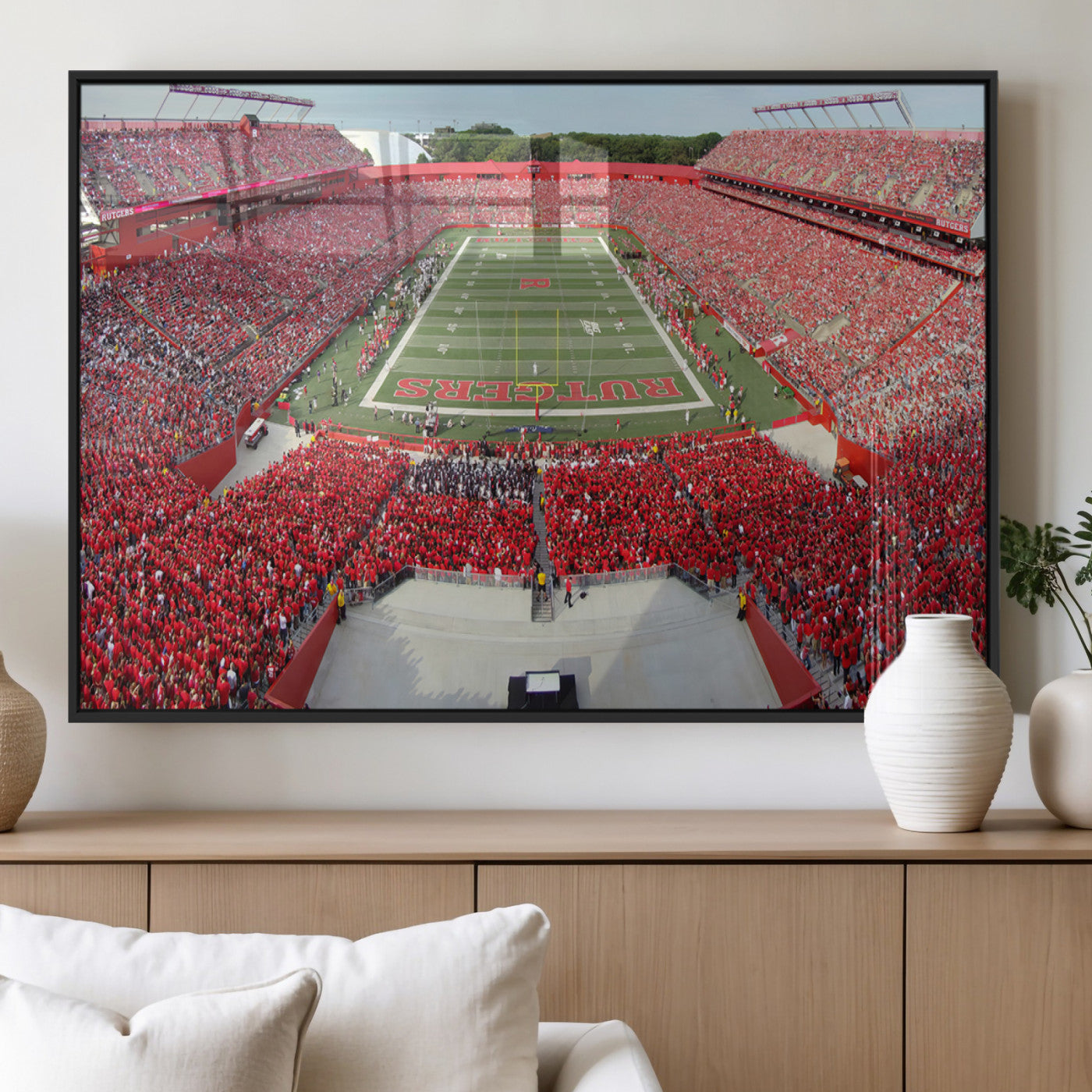 MGV-FP-60X30-3P - Rutgers Scarlet Knights Football Team Print - Piscataway SHI Stadium Wall Art Canvas Print