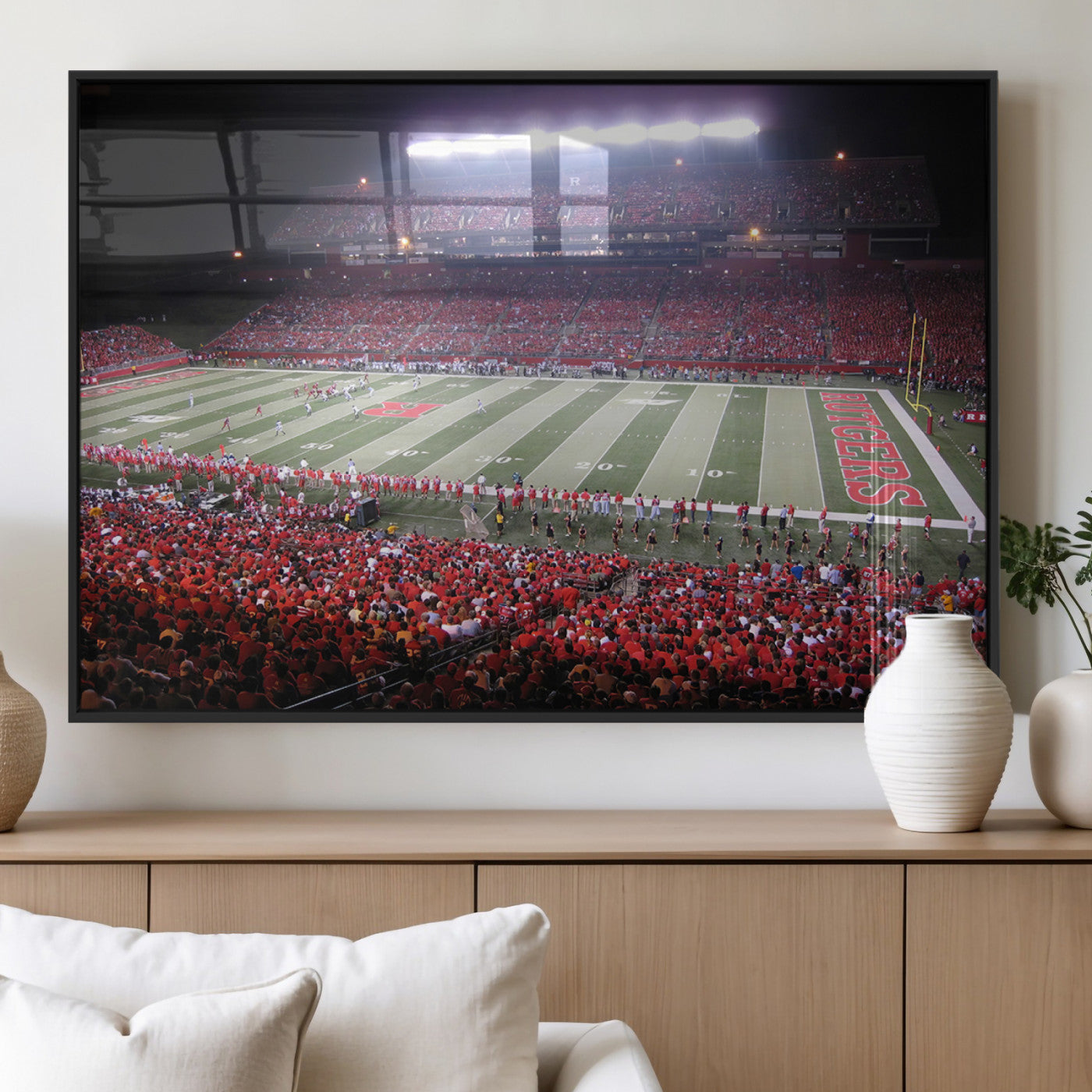 MGV-FP-60X30-3P - Rutgers University Scarlet Knights Football Team Print - Piscataway SHI Stadium Wall Art Canvas