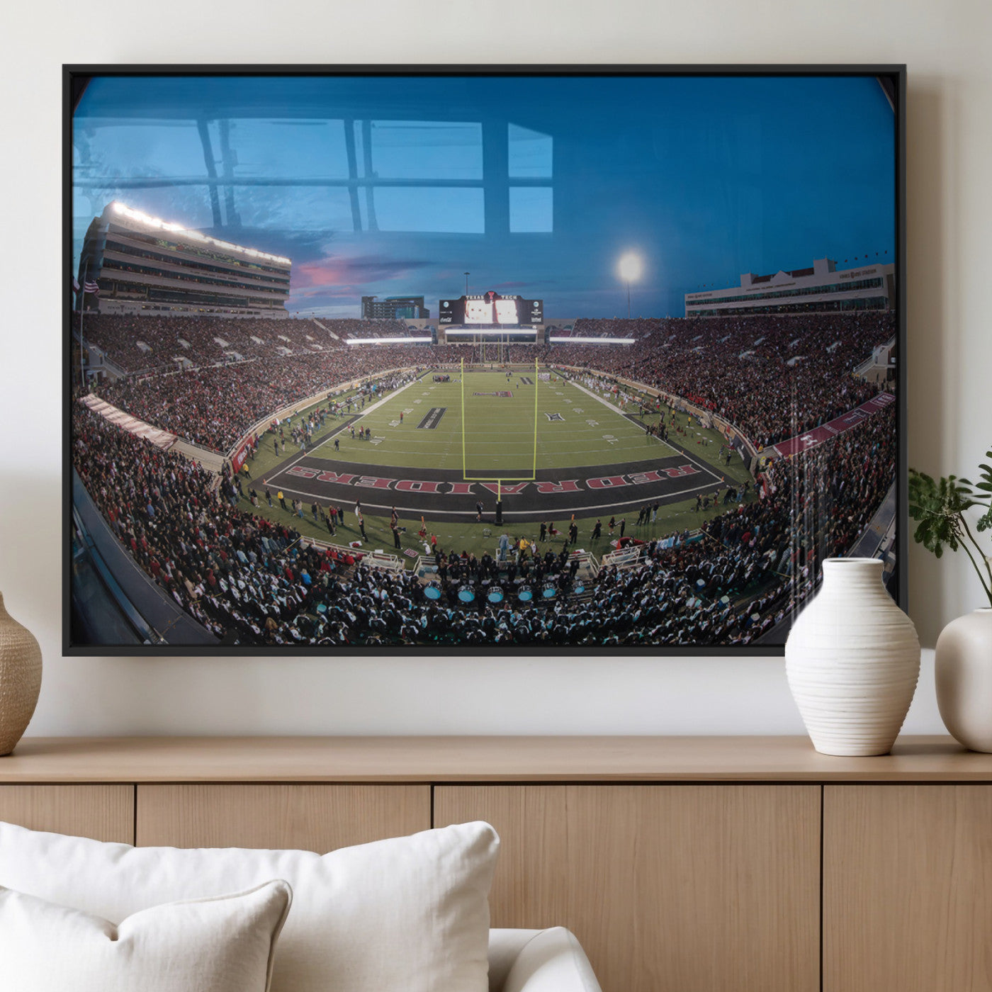 MGV-FP-60X30-3P - Texas Tech Red Raiders Canvas, Framed Football Team Print - Lubbock Jones AT&T Stadium Wall Art
