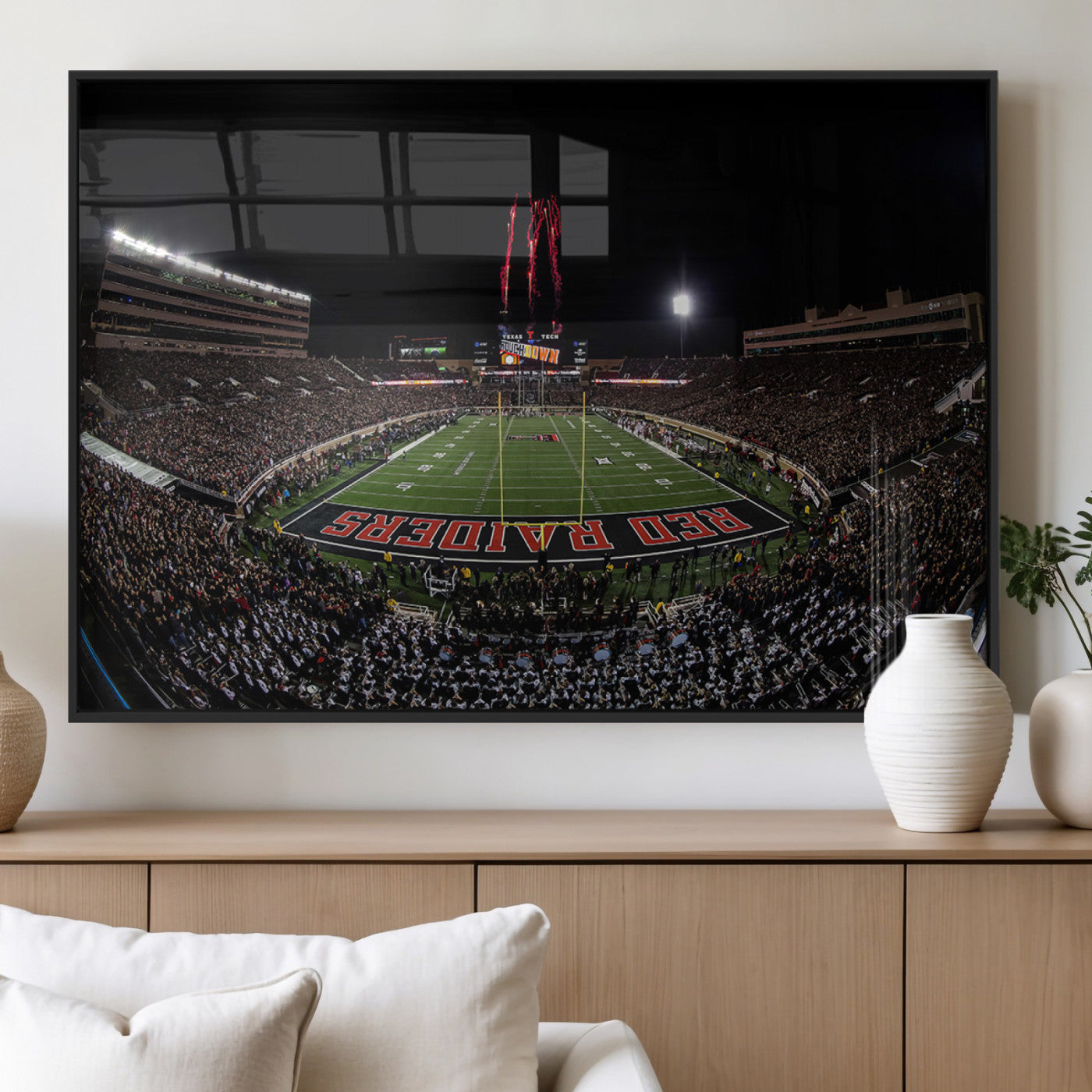 MGV-FP-60X30-3P - Framed Texas Tech Red Raiders Stadium Canvas, Texas Tech Red Raiders Football Team Print - Lubbock