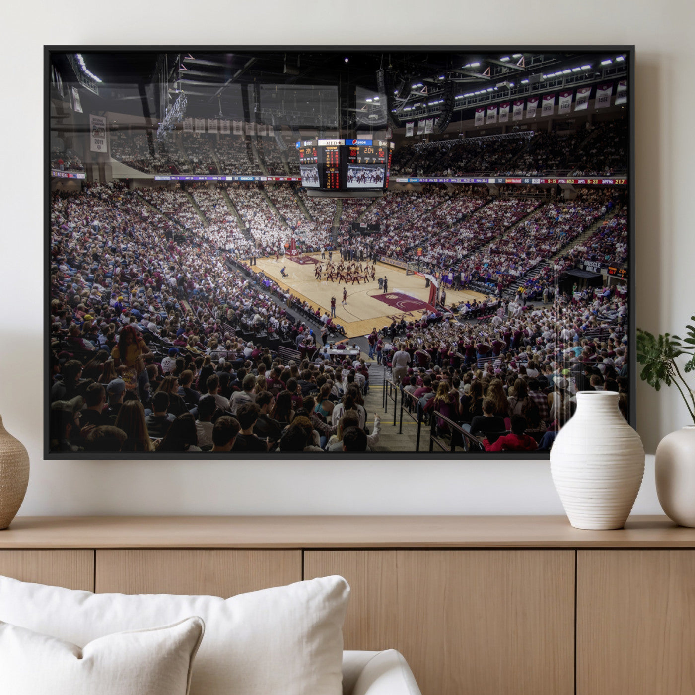 MGV-FP-60X30-3P - University of Nebraska Cornhuskers Basketball Team Print - Lincoln Red Arena Wall Art Canvas Print