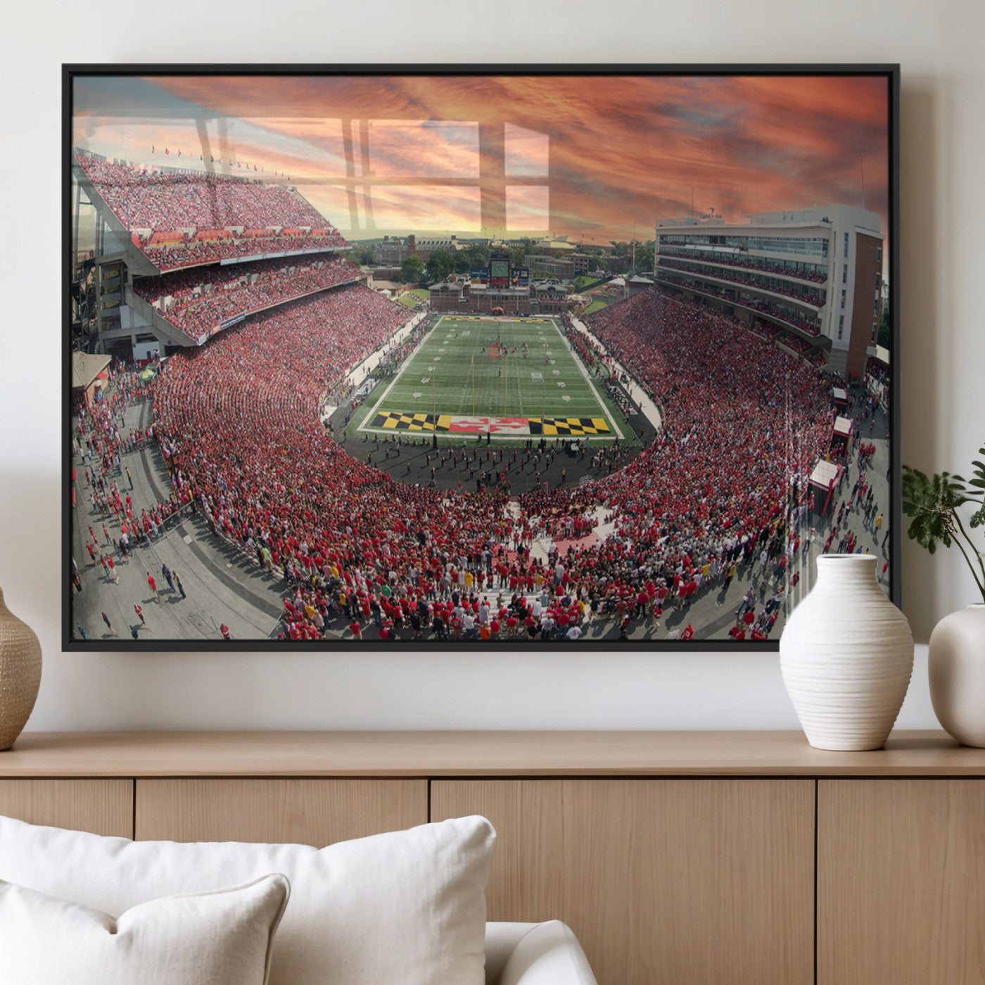 MGV-FP-60X30-3P - University of Maryland Terrapins Football Team Print - College Park SECU Stadium Wall Art Canvas