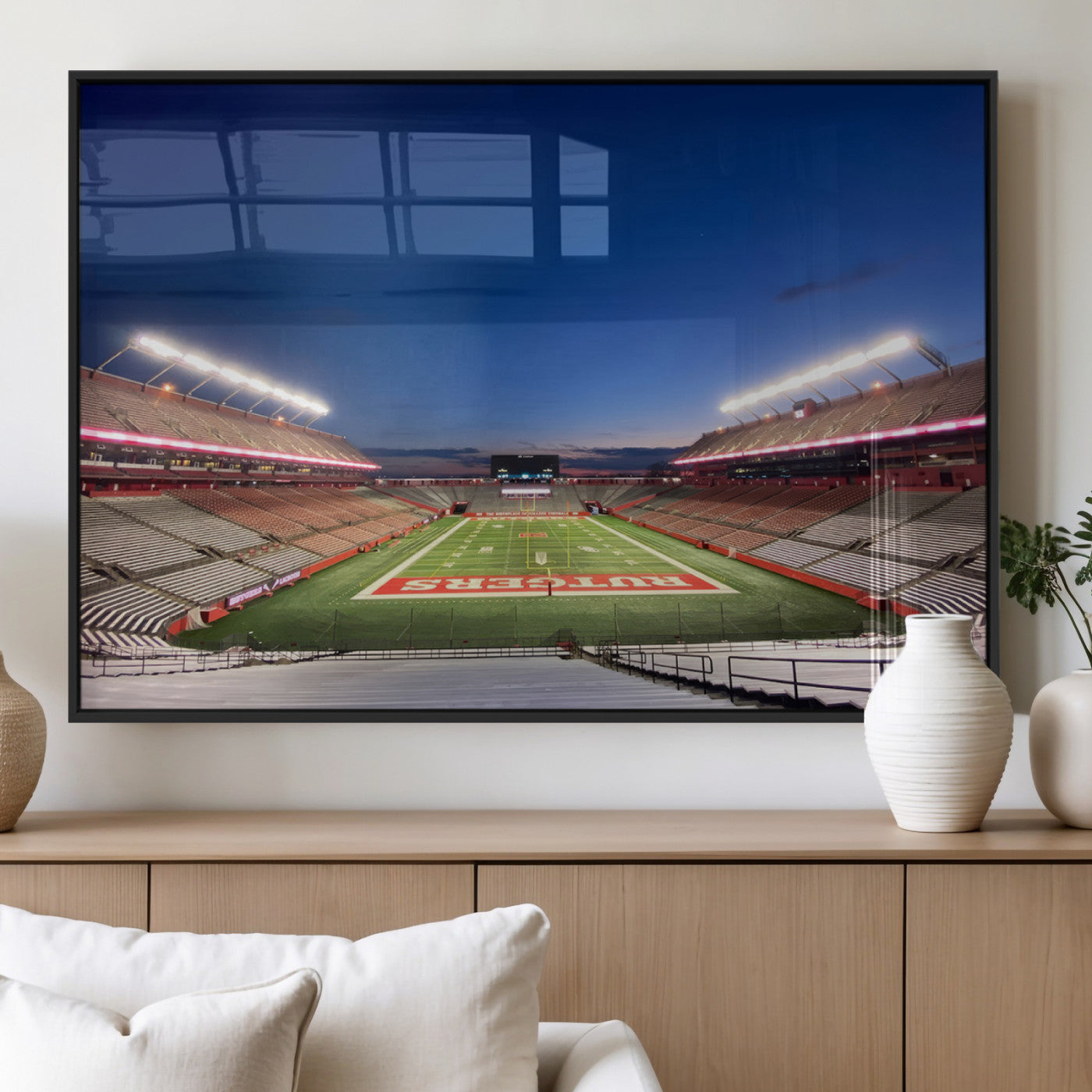 MGV-FP-60X30-3P - Rutgers Scarlet Knights Football Team Print - Piscataway SHI Stadium Wall Art Canvas Print