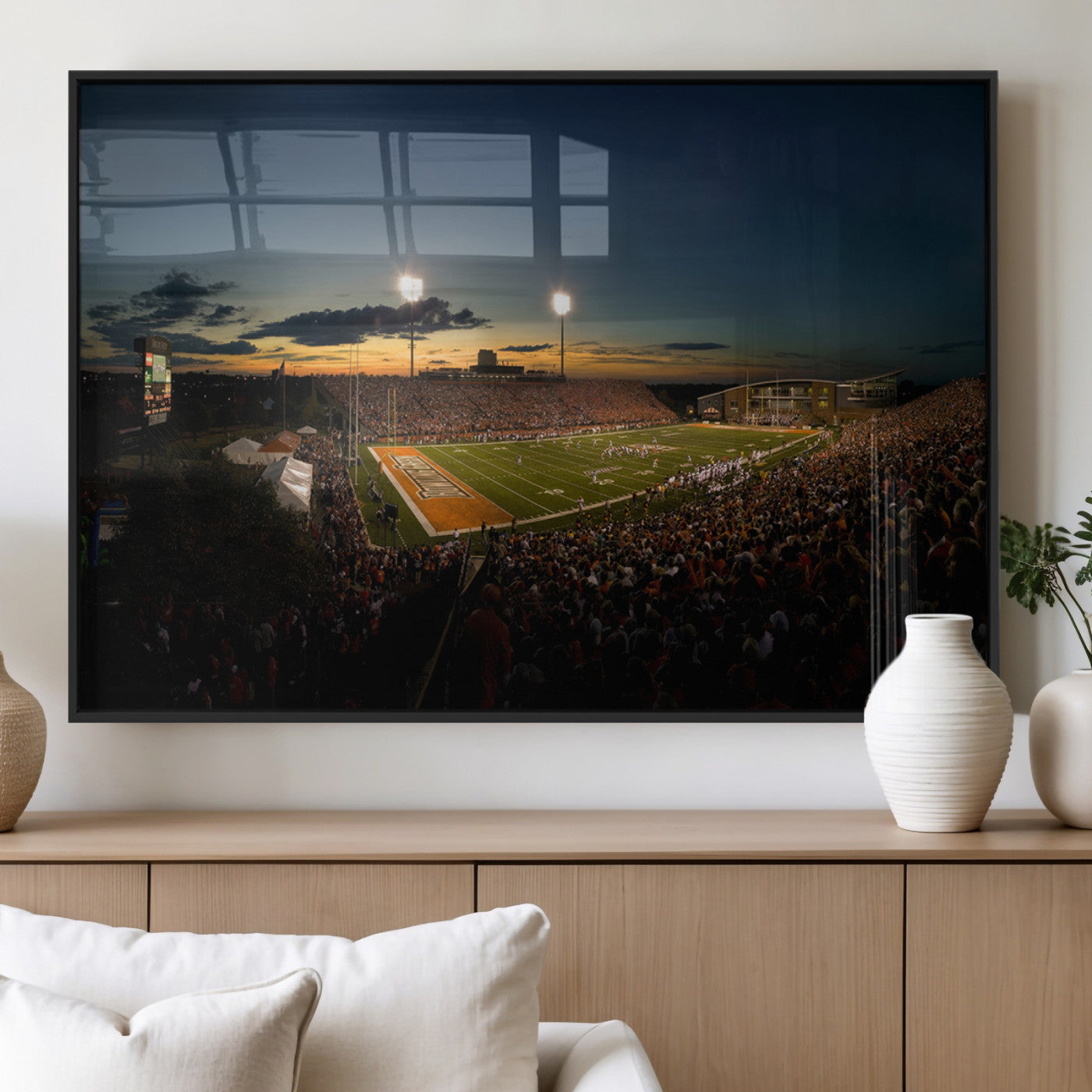MGV-FP-60X30-3P - Ball State Cardinals Football Team Print - Muncie Scheumann Stadium Wall Art Canvas Print