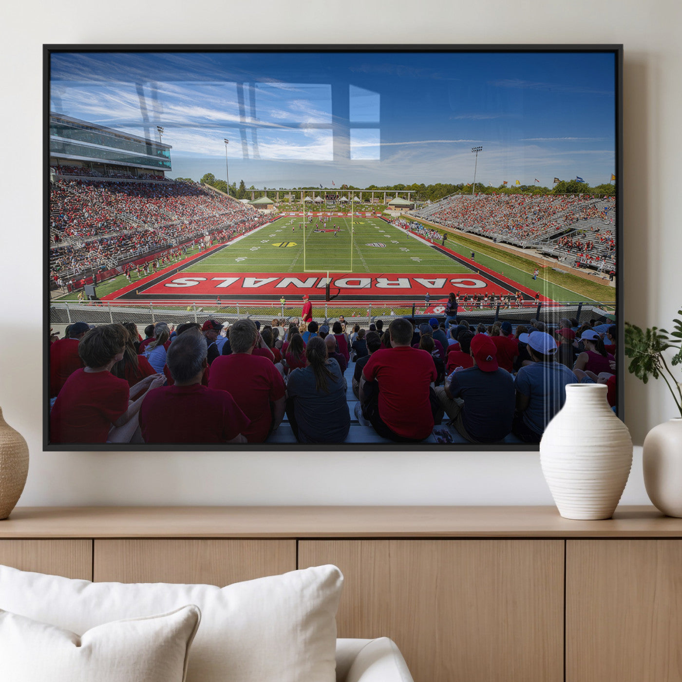 MGV-FP-60X30-3P - Ball State Cardinals Football Team Print - Muncie Scheumann Stadium Wall Art Canvas Print