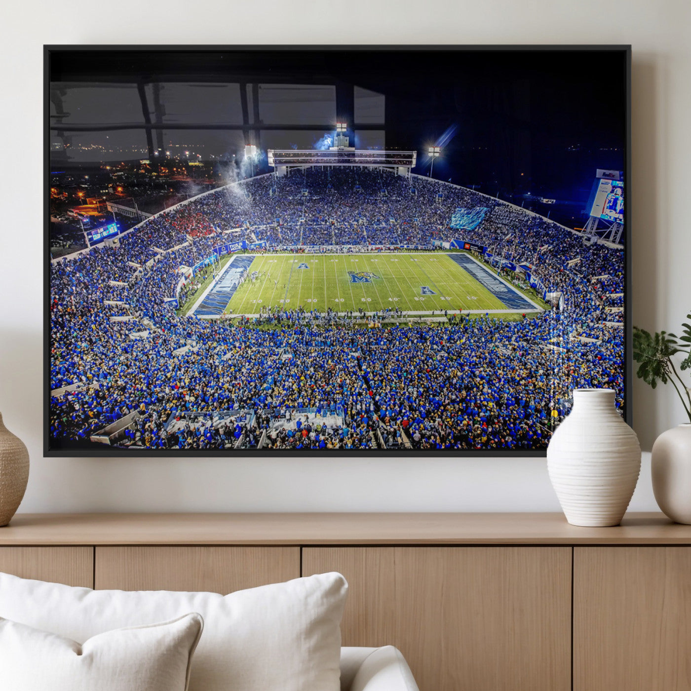 MGV-FP-60X30-3P - University of Memphis Tigers Football Team Print - Memphis Simmons Bank Liberty Stadium Wall Art