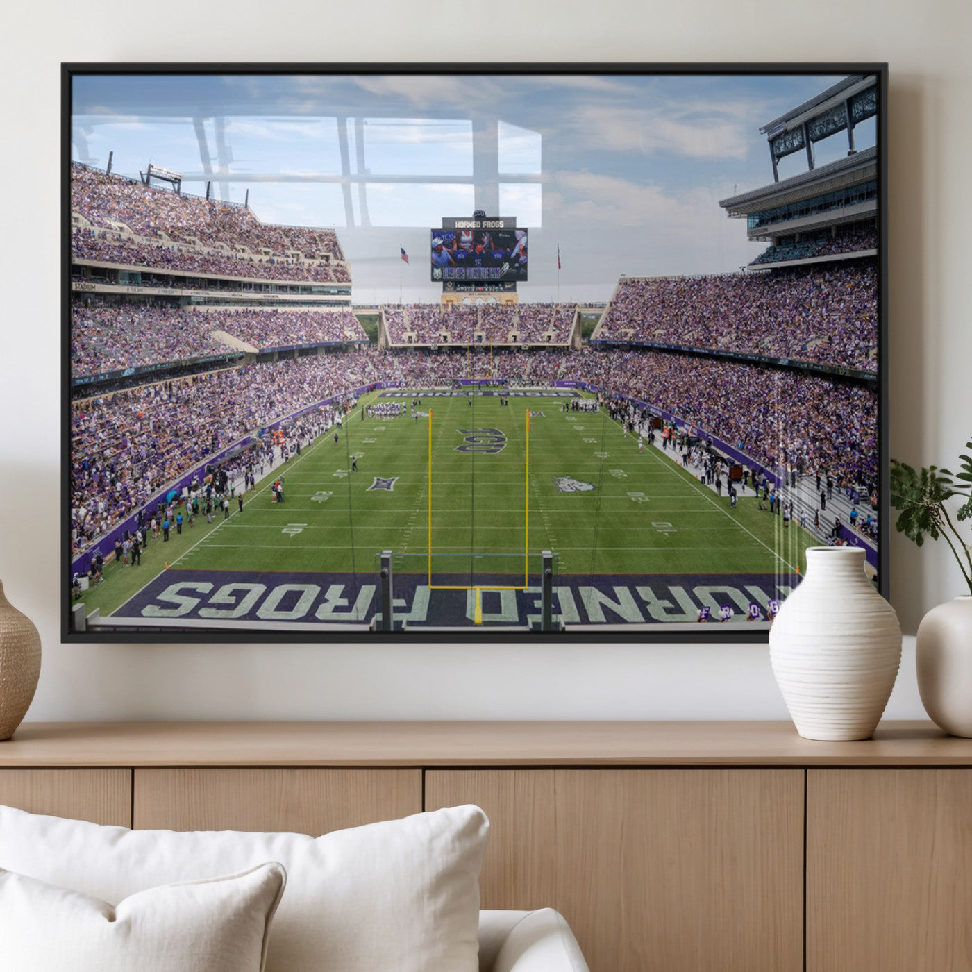 MGV-FP-60X30-3P - TCU Horned Frogs Football Team Print - Fort Worth Amon G. Carter Stadium Wall Art Canvas Print