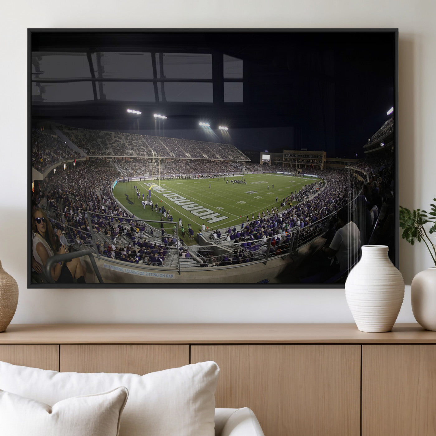 MGV-FP-60X30-3P - TCU Horned Frogs Football Team Print - Fort Worth Amon G. Carter Stadium Wall Art Canvas Print.