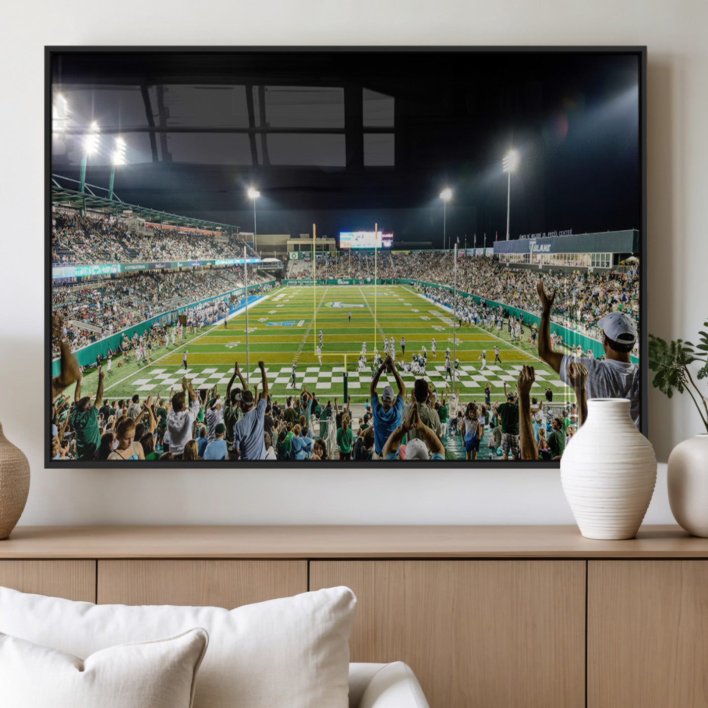 MGV-FP-60X30-3P - The Tulane University Green Wave Football Team Print - New Orleans Yulman Stadium Wall Art Canvas