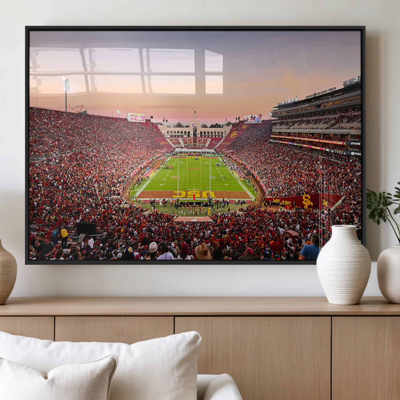 MGV-FP-60X30-3P - The University of Southern California USC Trojans Football Team Print - Los Angeles Memorial
