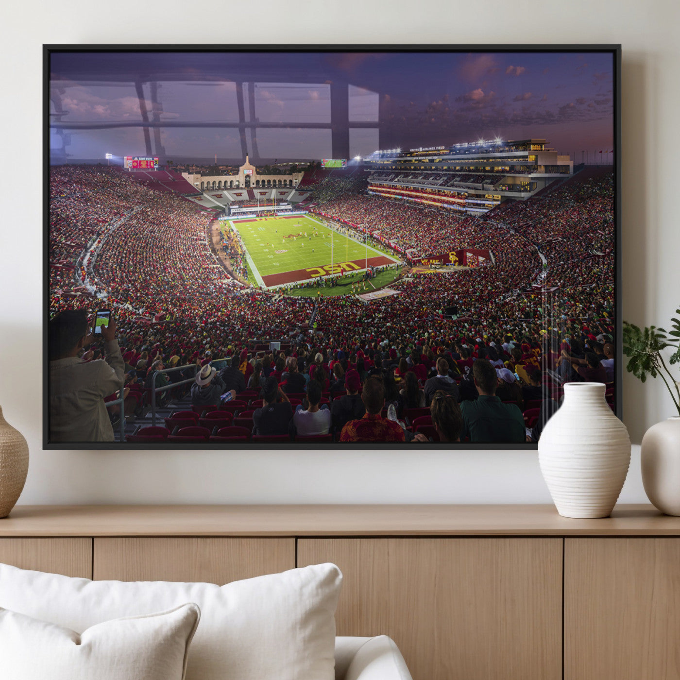 MGV-FP-60X30-3P - The University of Southern California USC Trojans Football Team Print - Los Angeles Memorial