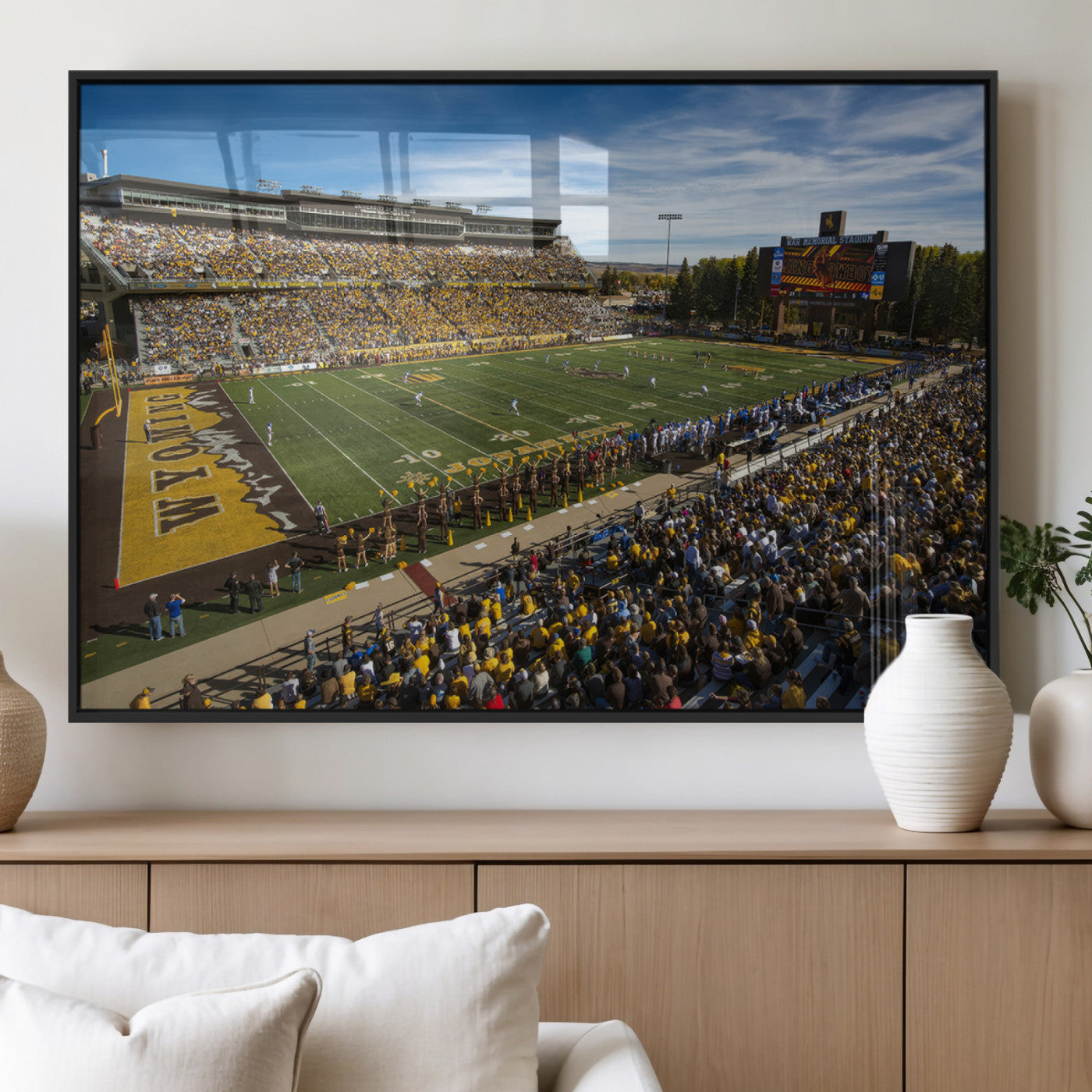 MGV-FP-60X30-3P - University of Wyoming Cowboys Football Team Print - Laramie Jonah Field War Memorial Stadium Wall