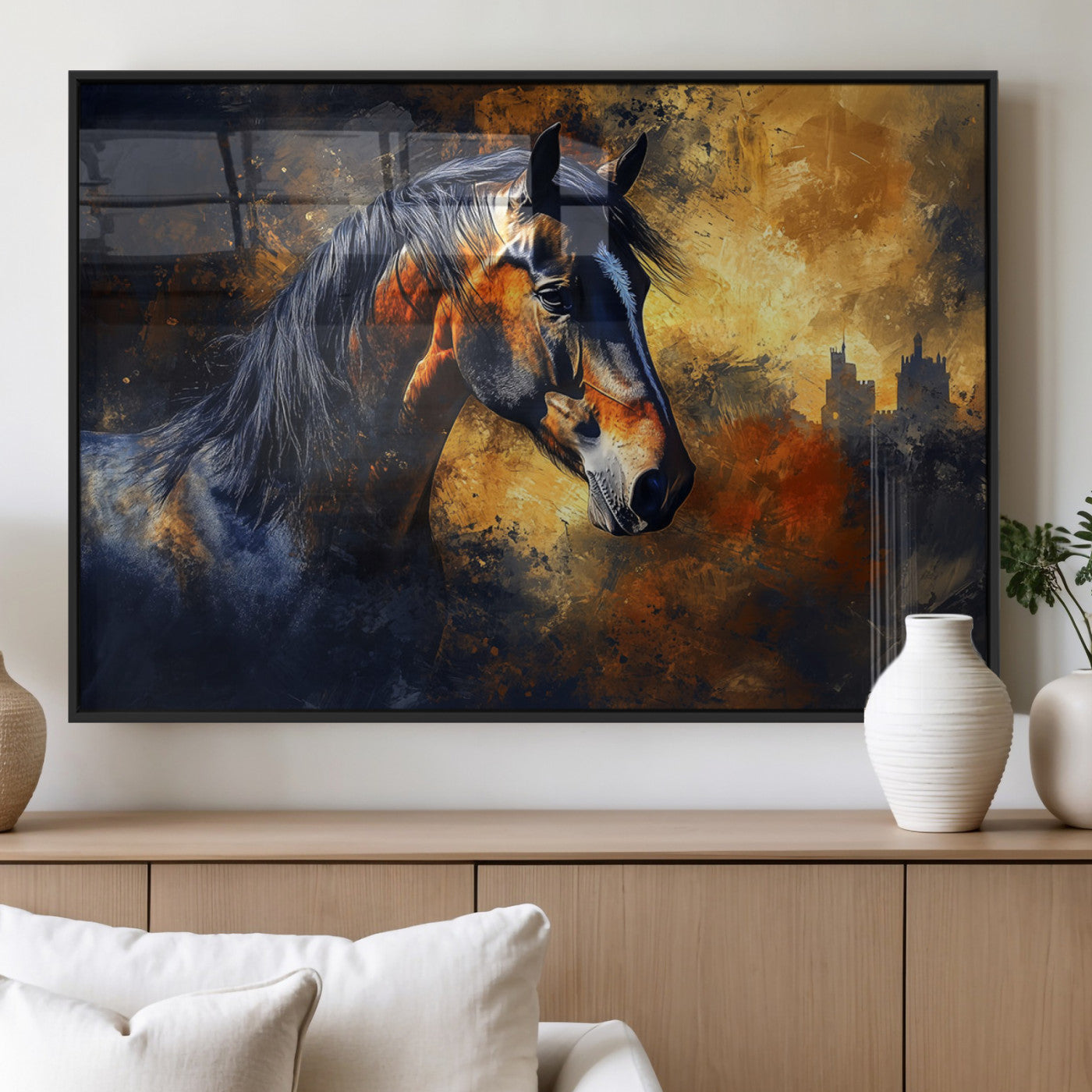 MGV-FP-60X30-3P - Abstract Horse Art Print - Abstract Canvas Wall Art | Perfect for Rustic Farmhouse, Modern, or