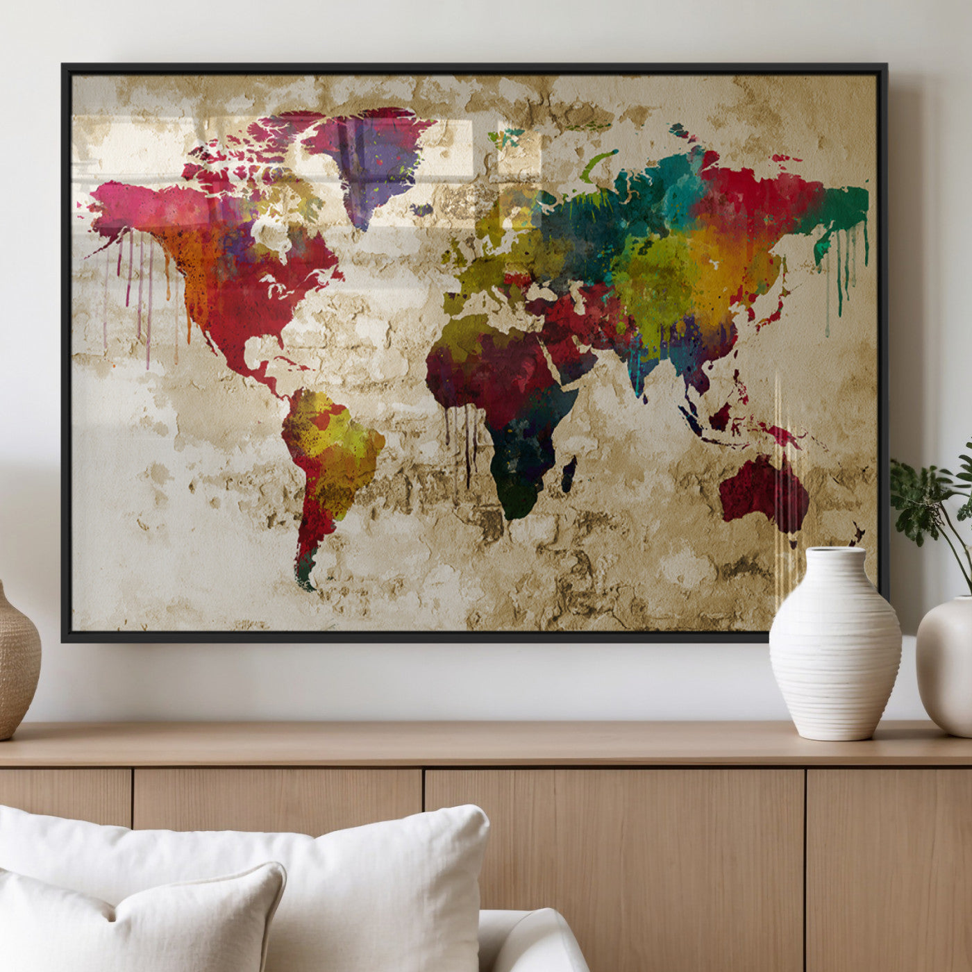 MGV-FP-36X24-3P - Push Pin World Map Canvas Print – Framed Wall Art for Couples to Track Their Travels – Anniversary