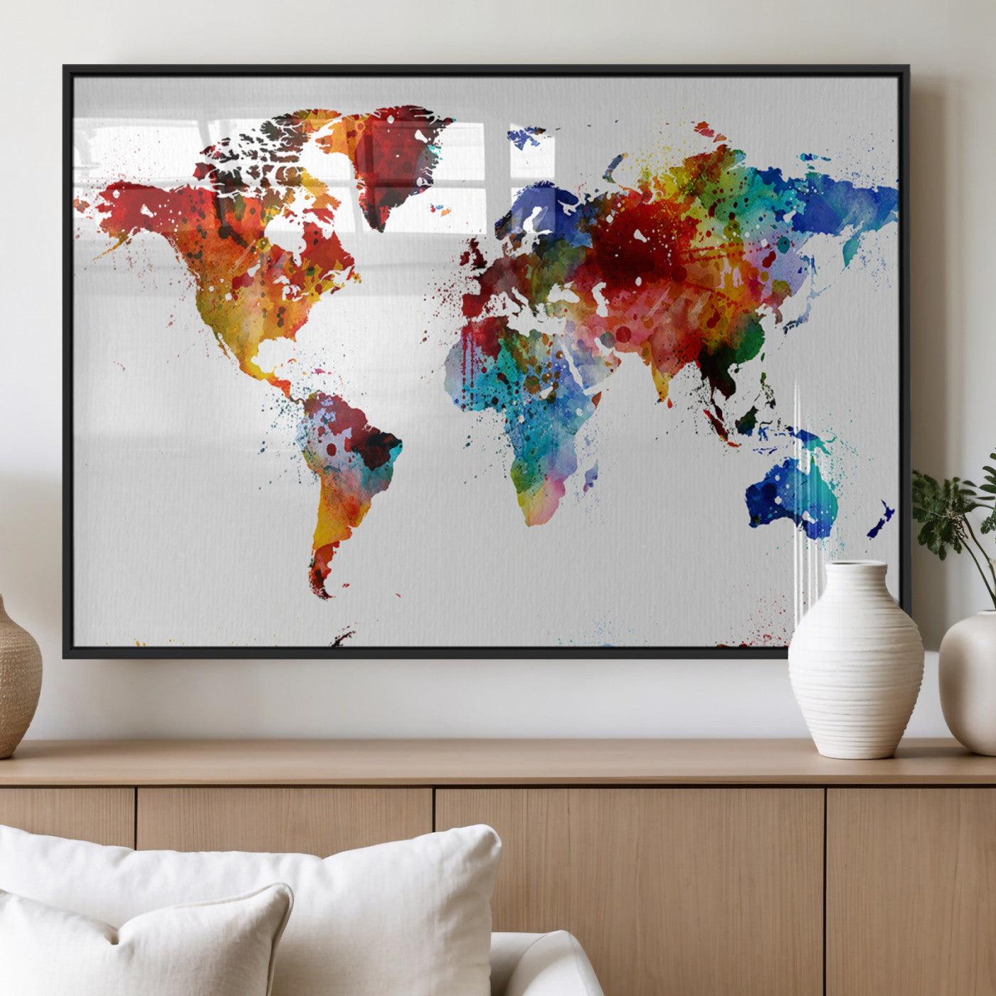 MGV-FP-36X24-3P - Push Pin World Map Canvas Print – Framed Wall Art for Couples to Track Their Travels – Anniversary