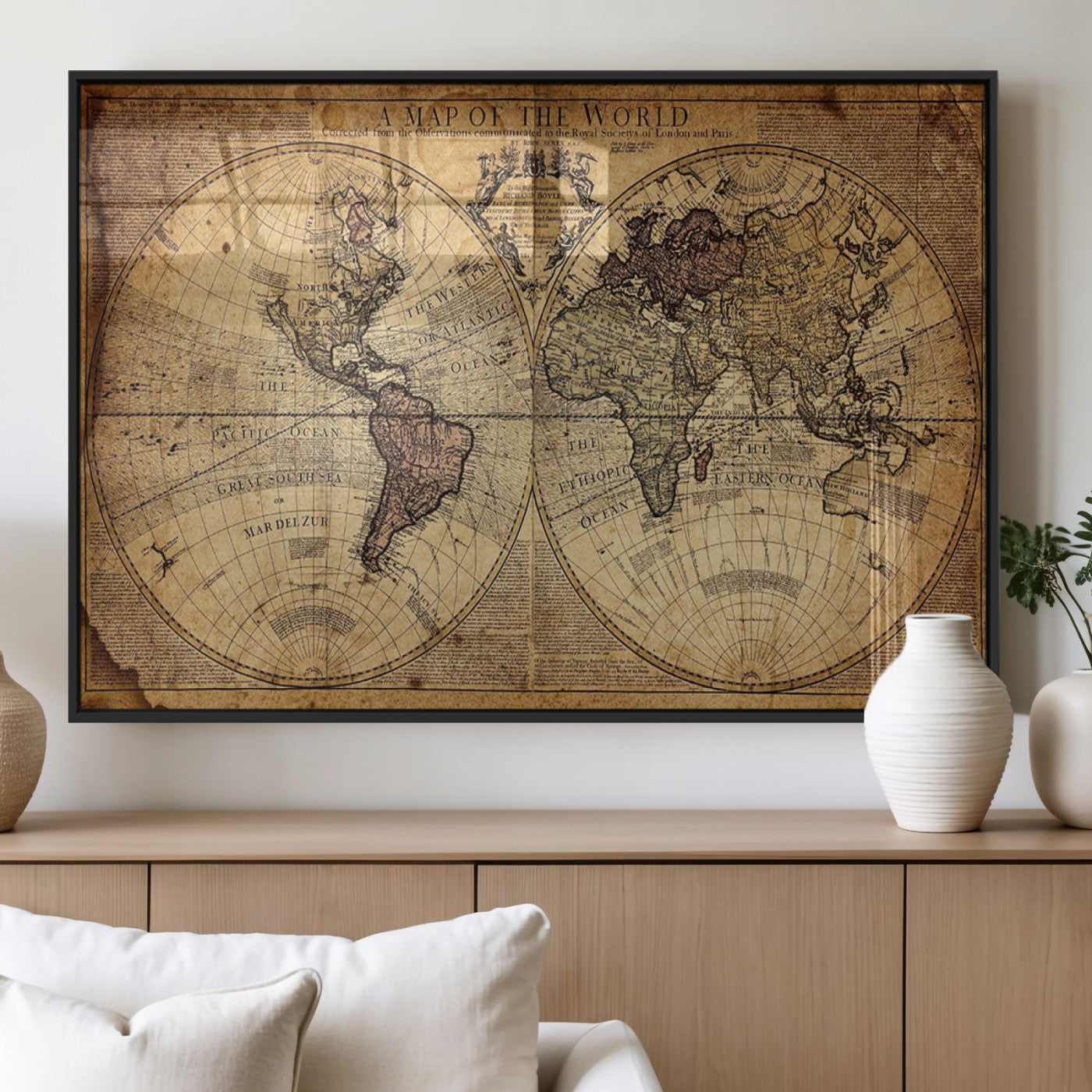 MGV-FP-60X30-3P - Push Pin World Map Canvas Print – Framed Wall Art for Couples to Track Their Travels – Anniversary