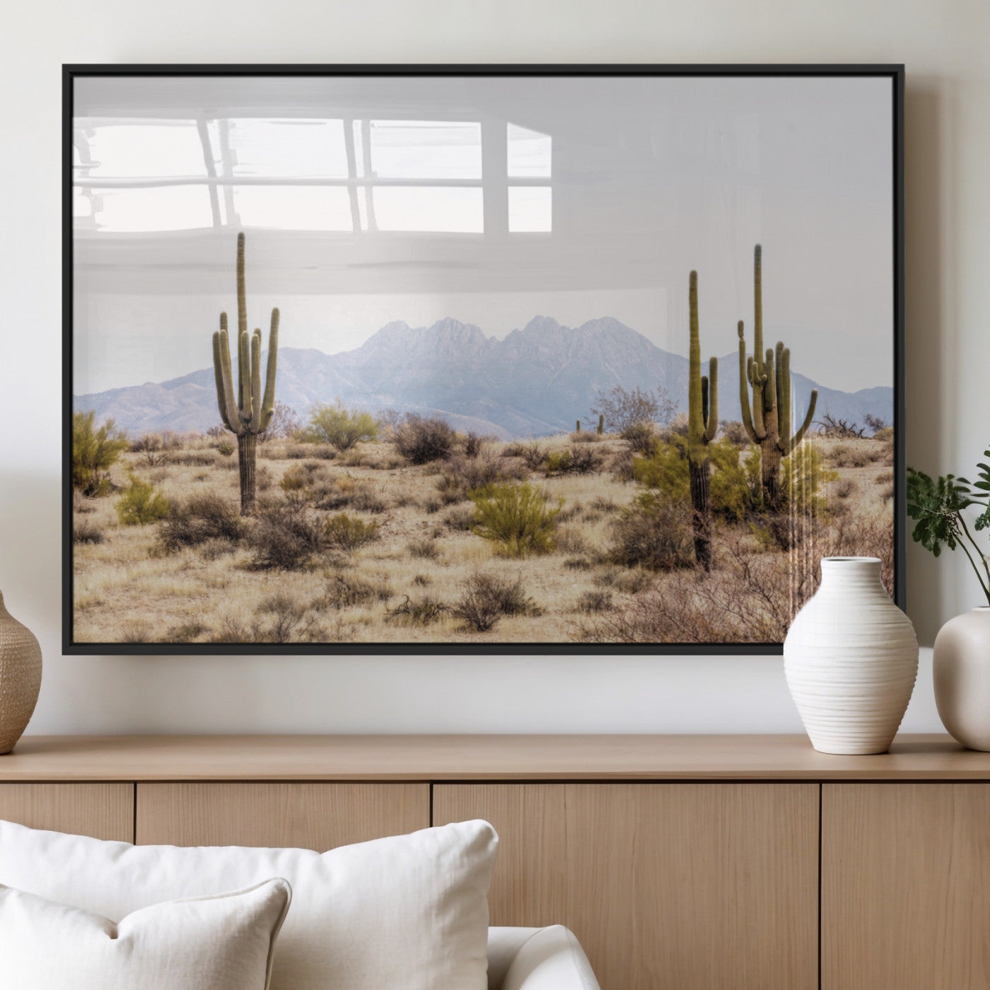 MGV-FP-60X30-3P - Arizona Desert Wall Art Print | Arizona Desert Canvas Print with Saguaro Cacti | Southwestern
