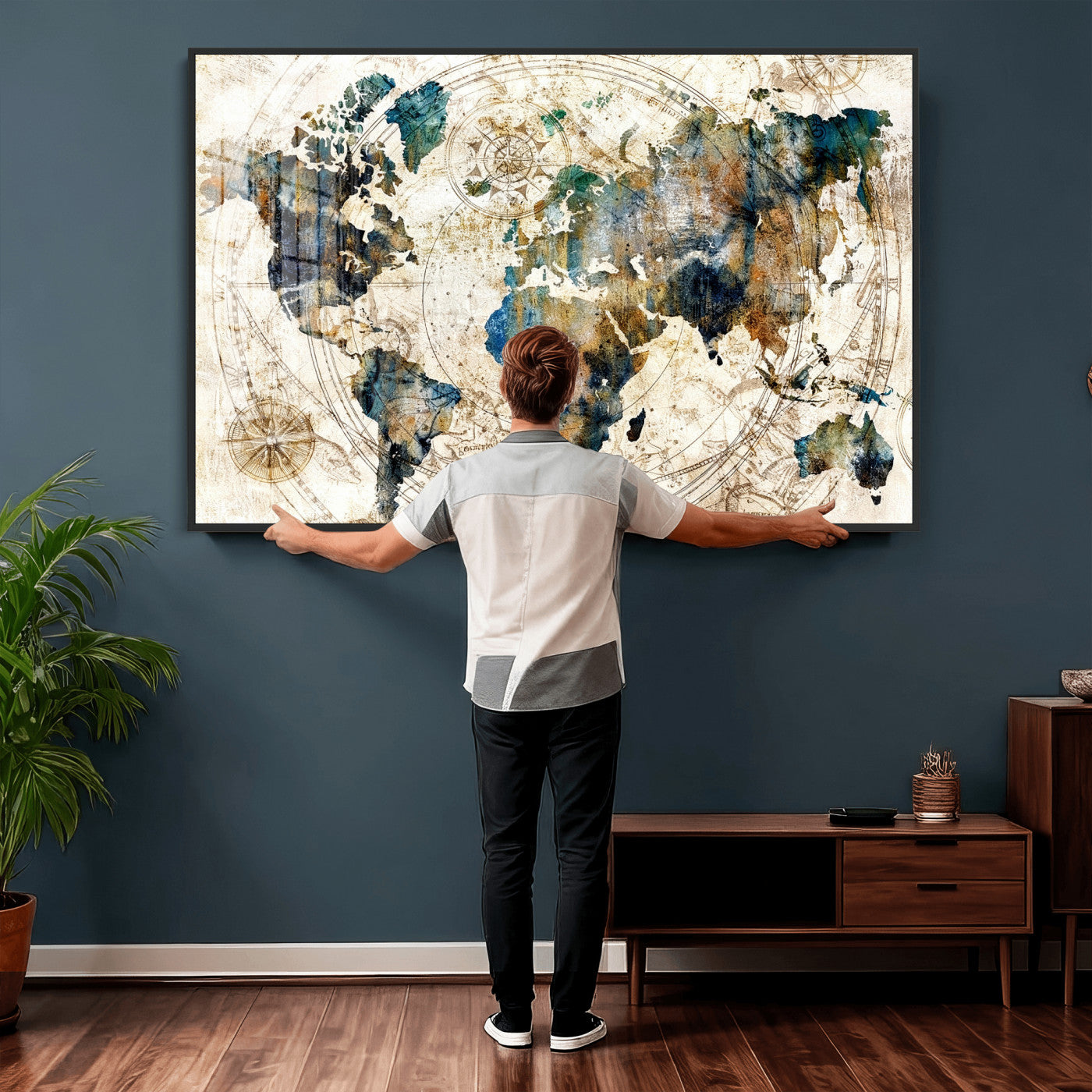 10554-MGV-CV-36X24 - Abstract World Map Art Print Canvas Print