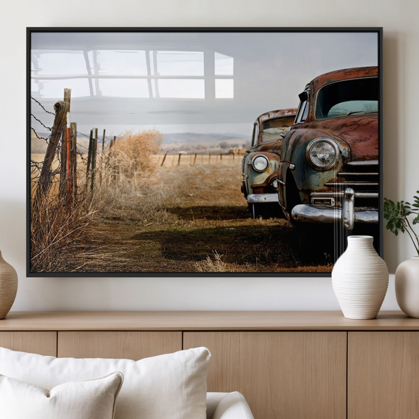MGV-FP-60X30-3P - Old Rustic Classic Car Wall Art Canvas Print