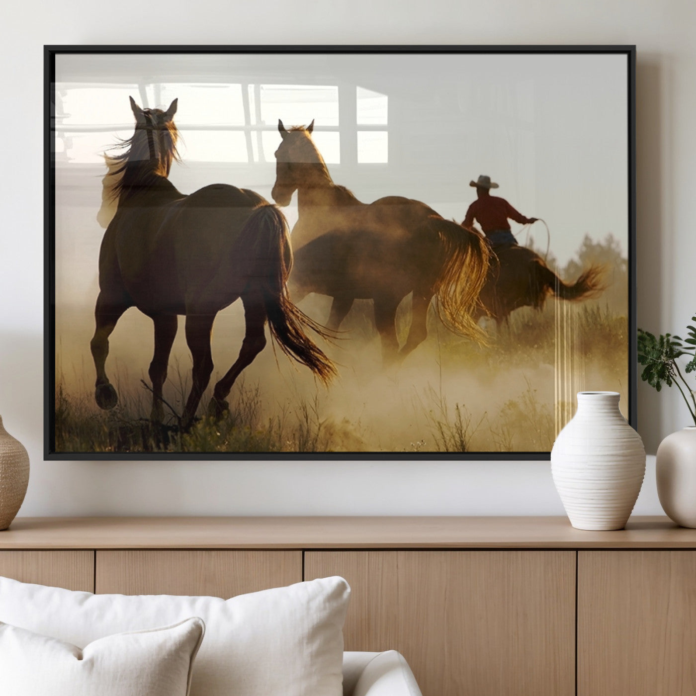 MGV-FP-60X30-3P - Horses and Cowboys Wall Art Canvas Print