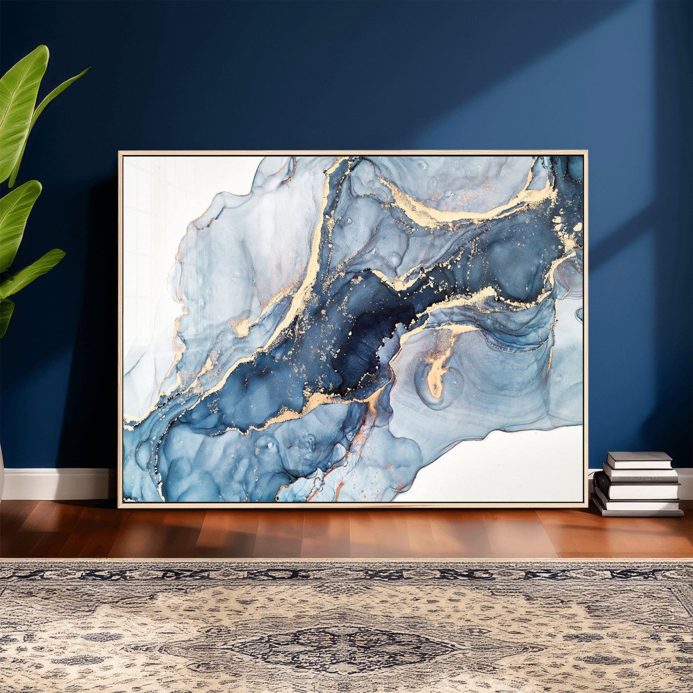 33782-MGV-CV-36X24 - Abstract Art Print - Blue Abstract Canvas Wall Art Print Abstract Art Fluid Effect Marble Wall Art