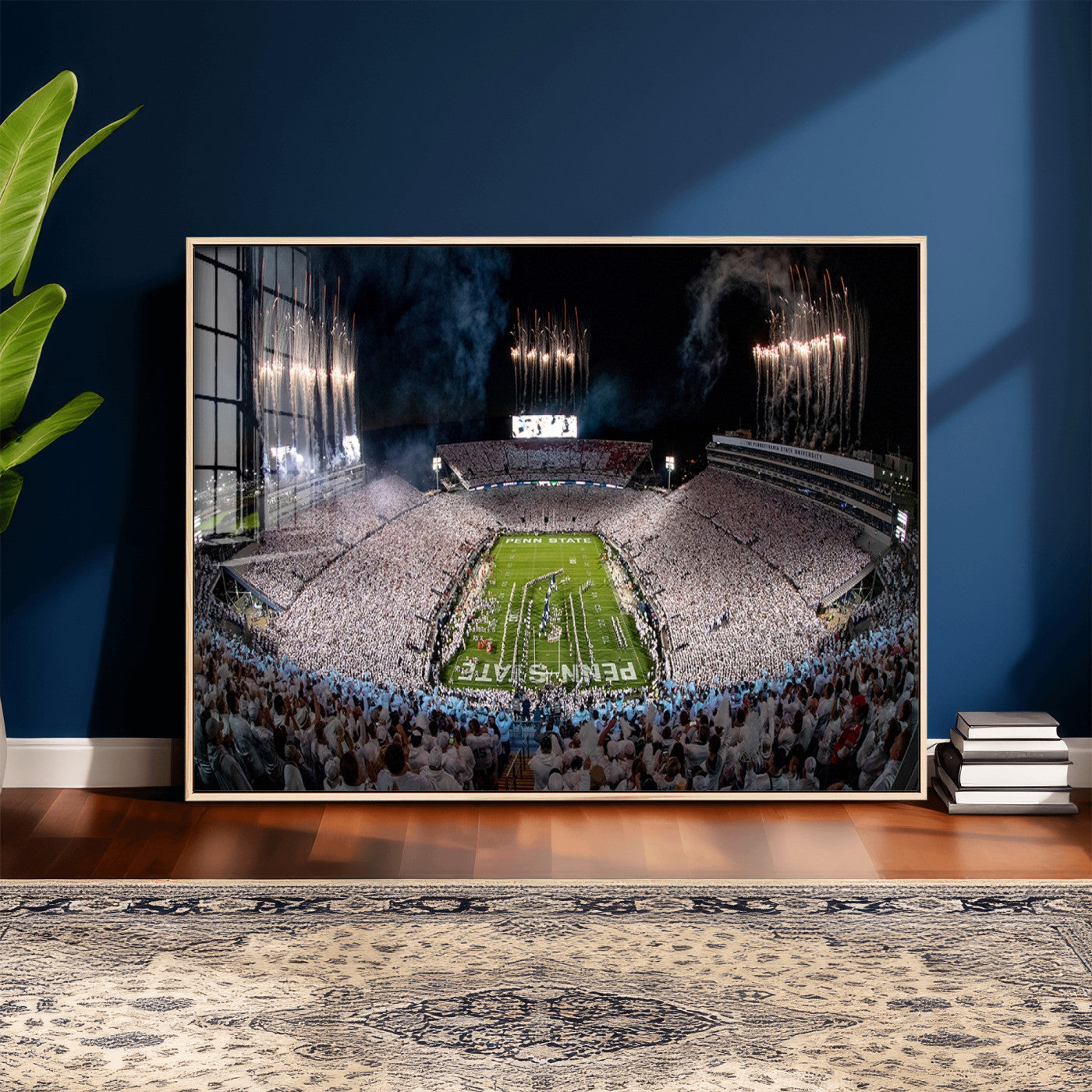 11391-MGV-CV-36X24 - Penn State Football Wall Art Canvas Print – Framed Stadium Game Day Sports Team Spirit Artwork for Home, Office