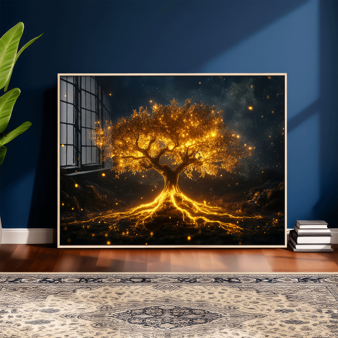 60194-MGV-CV-36X24 - Golden Tree of Life Canvas Wall Art Print - Majestic Tree of Life Print for Living Room and Office Decor