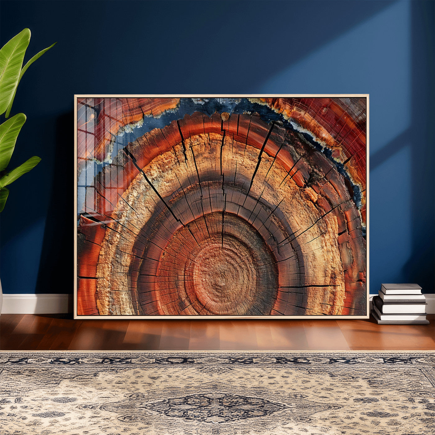 28555-MGV-CV-36X24 - Abstract Tree Ring Art Wall Art Canvas Print for Modern Farmhouse Decor, Colorful Tree Ring Wall Decor, Minimalist Home Canvas Art