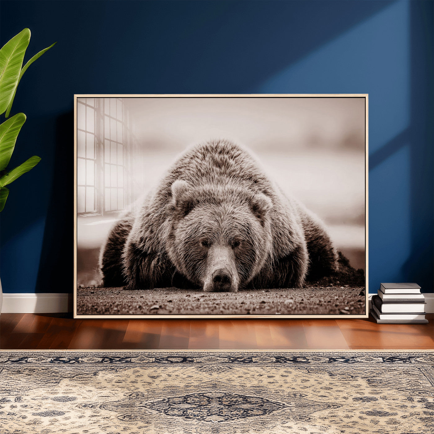 20611-MGV-CV-36X24 - Grizzly Bear Wall Art Print - Bear Canvas Wall Art - Rustic Bear Portrait Canvas Print for Cabin