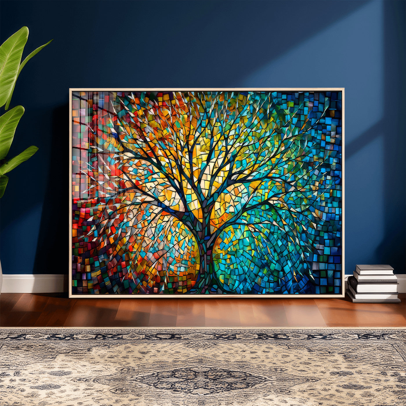 99325-MGV-CV-36X24 - Yggdrasil Tree of Life Wall Art Print Canvas | Mosaic Style 3-Panel Canvas Print