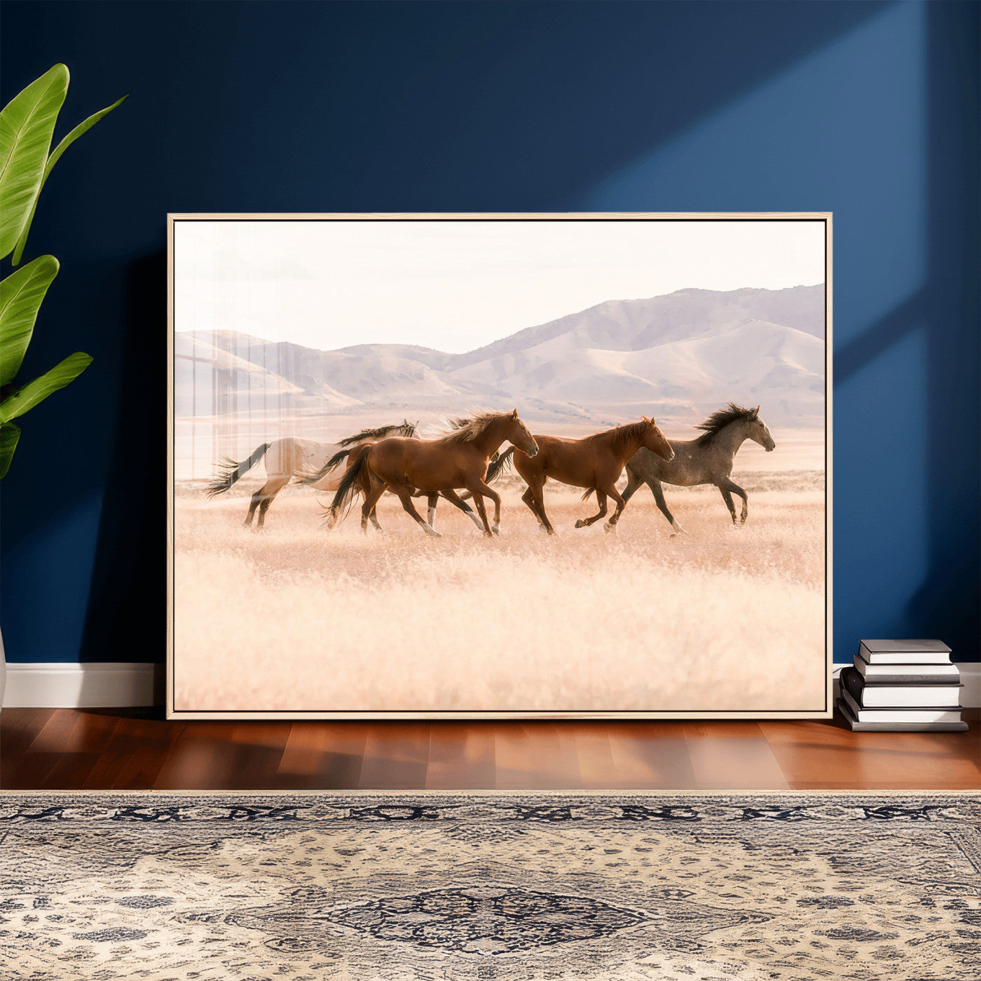 HORSESH-MGV-CV-36X24 - Wild Horses Wall Art – Running Freedom Canvas Print, Graceful Movement, Outdoor Landscape, Nature’s Power and Spirit, Home or Office Decor