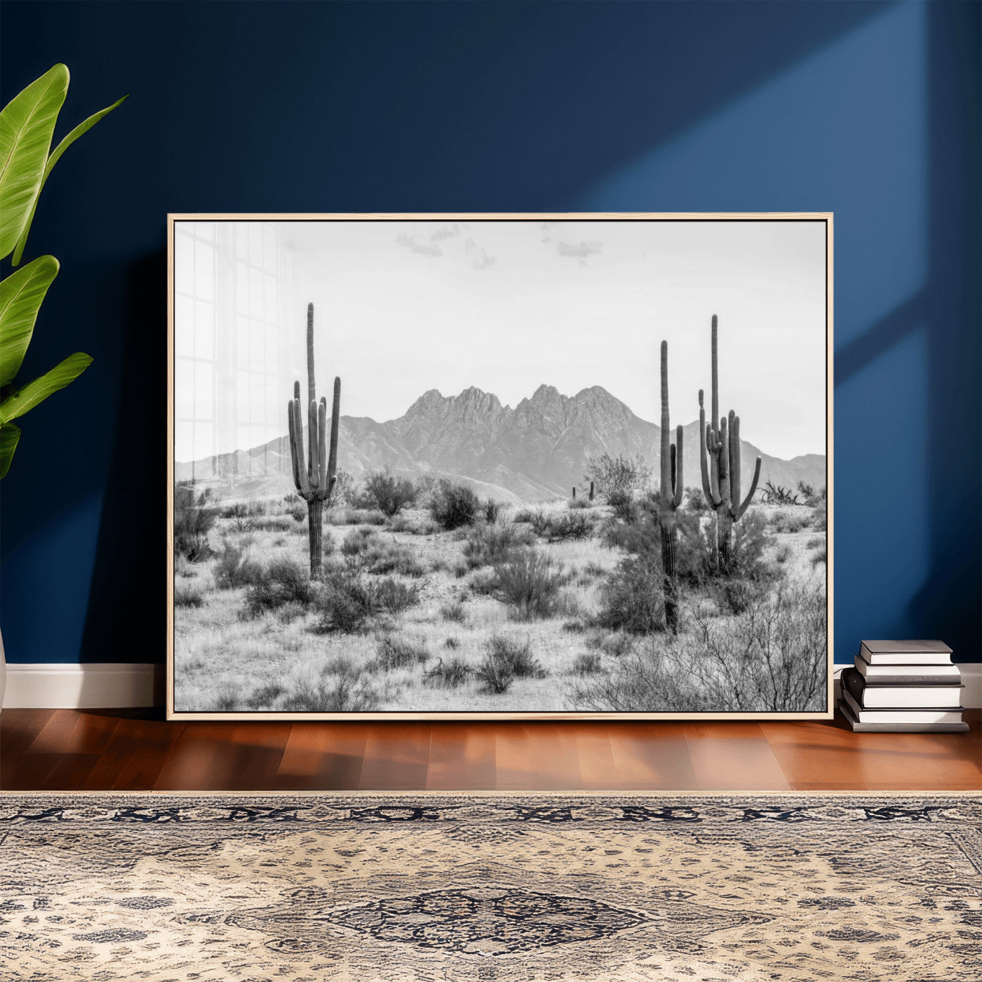 97436PHN-MGV-CV-36X24 - Black White Arizona Desert Canvas Wall Art Cactus Farmhouse Wall Art