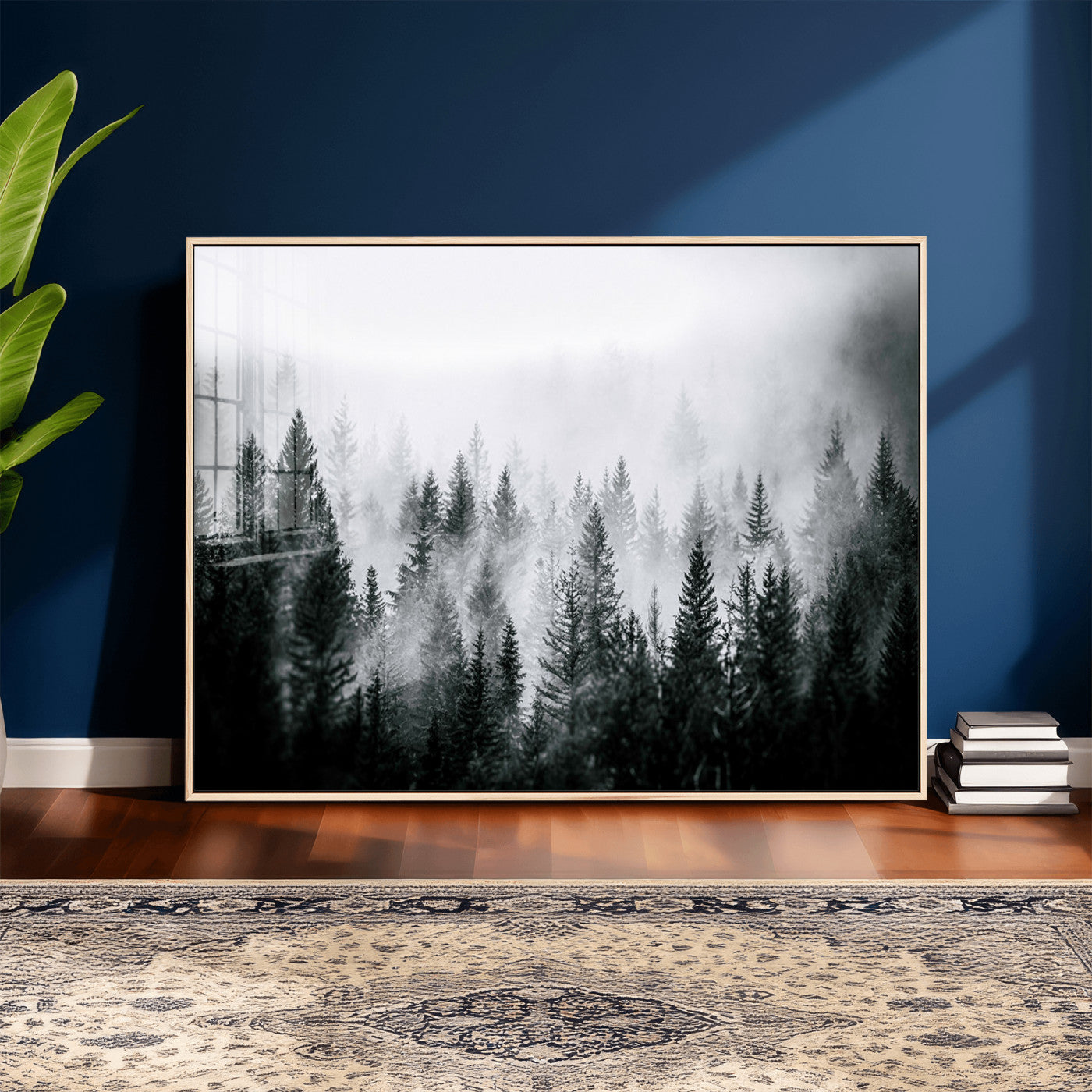 87750525-MGV-CV-36X24 - Foggy Forest Wall Art Canvas Print – Mountain Woodland Landscape Photography for Minimal Nature Home Decor
