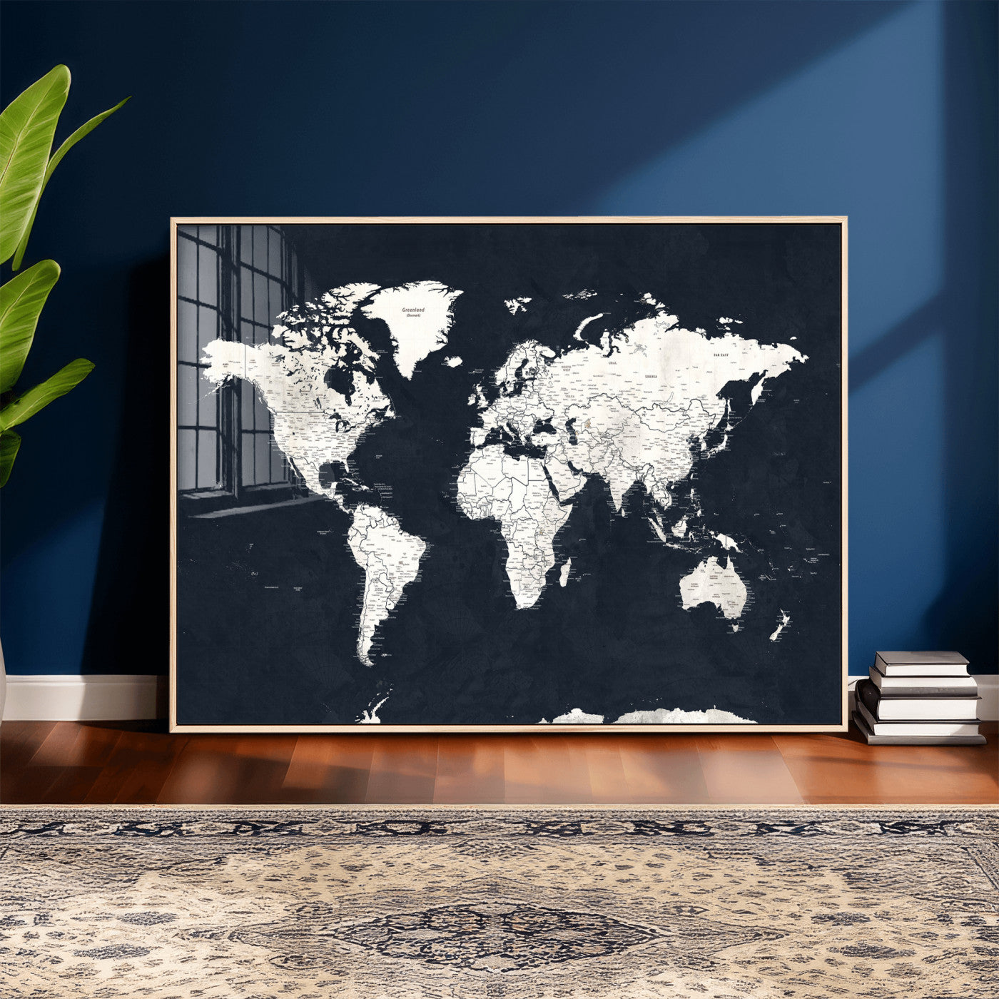 11963807-MGV-CV-36X24 - World Map Wall Art Canvas Print, Modern Decorative Framed Map Artwork Prints for Living Room, Office, Bedroom Wall Decor