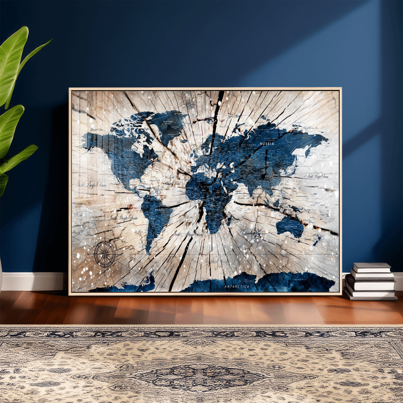 19478704-MGV-CV-36X24 - World Map Wall Art Canvas Print, Modern Decorative Framed Map Artwork Prints for Living Room, Office, Bedroom Wall Decor