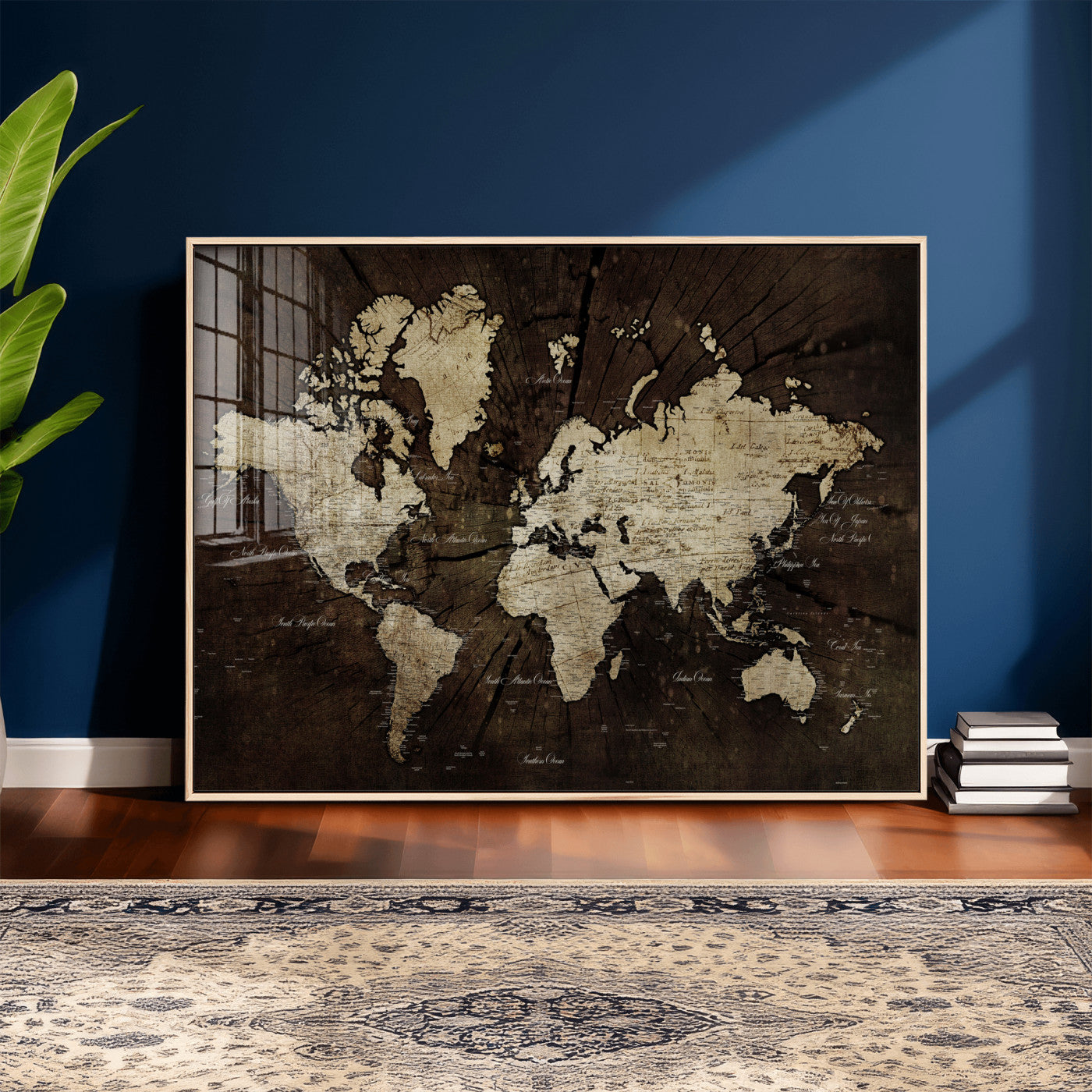 40991509-MGV-CV-36X24 - World Map Wall Art Canvas Print, Modern Decorative Framed Map Artwork Prints for Living Room, Office, Bedroom Wall Decor