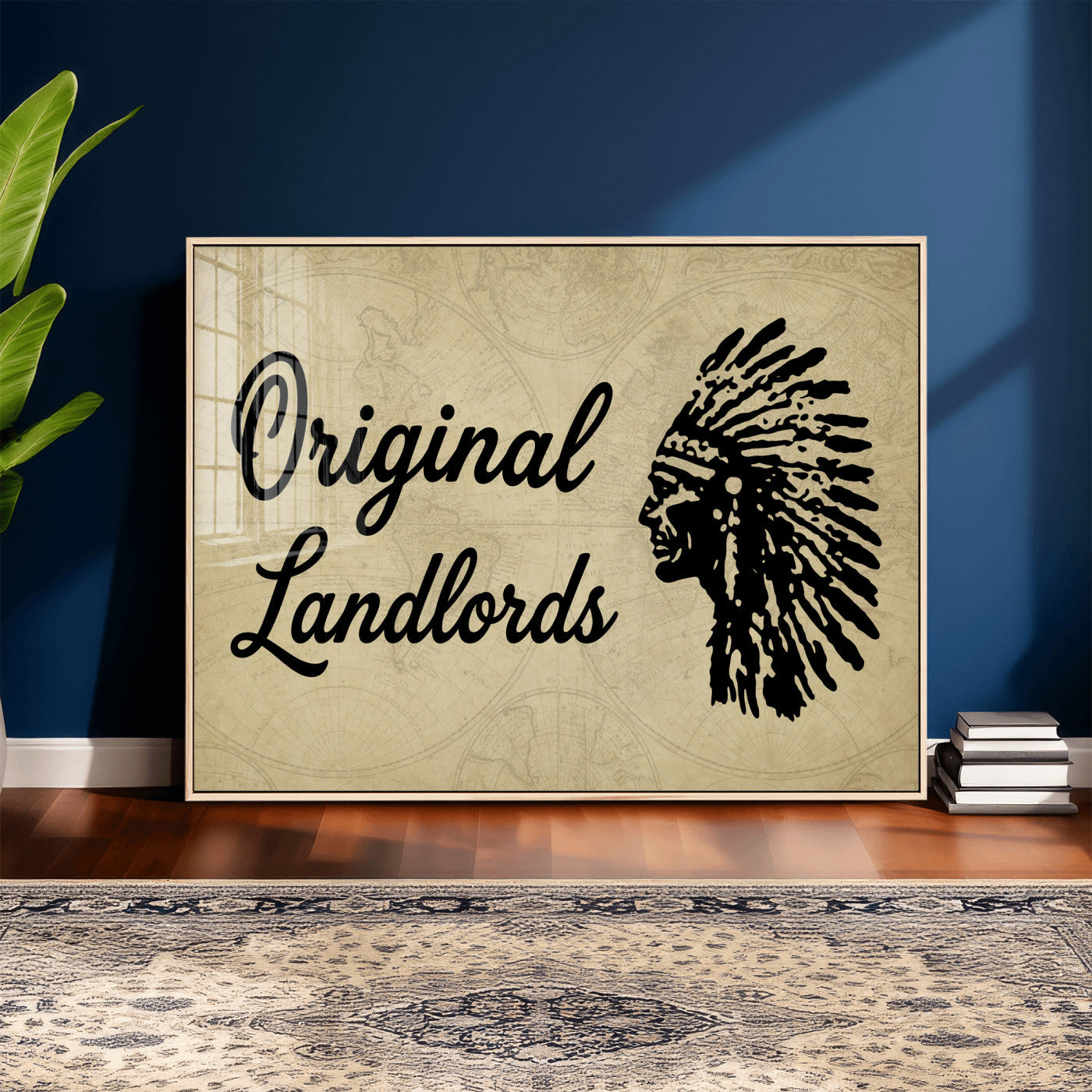 56844712-MGV-CV-36X24 - Original Landlords Wall Art Canvas Print, Native American Silhouette Artwork, Framed Wall Art Ready to Hang