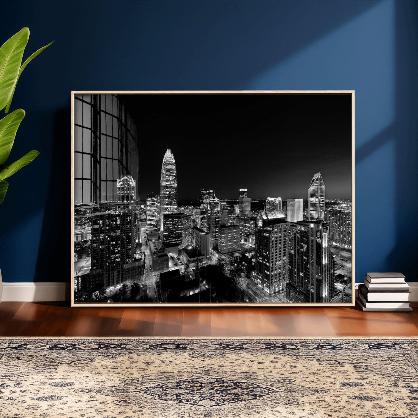 68329345-MGV-CV-36X24 - Atlanta Skyline Wall Art Canvas Print, Atlanta Downtown Night Cityscape Print for Modern Urban Wall Decor