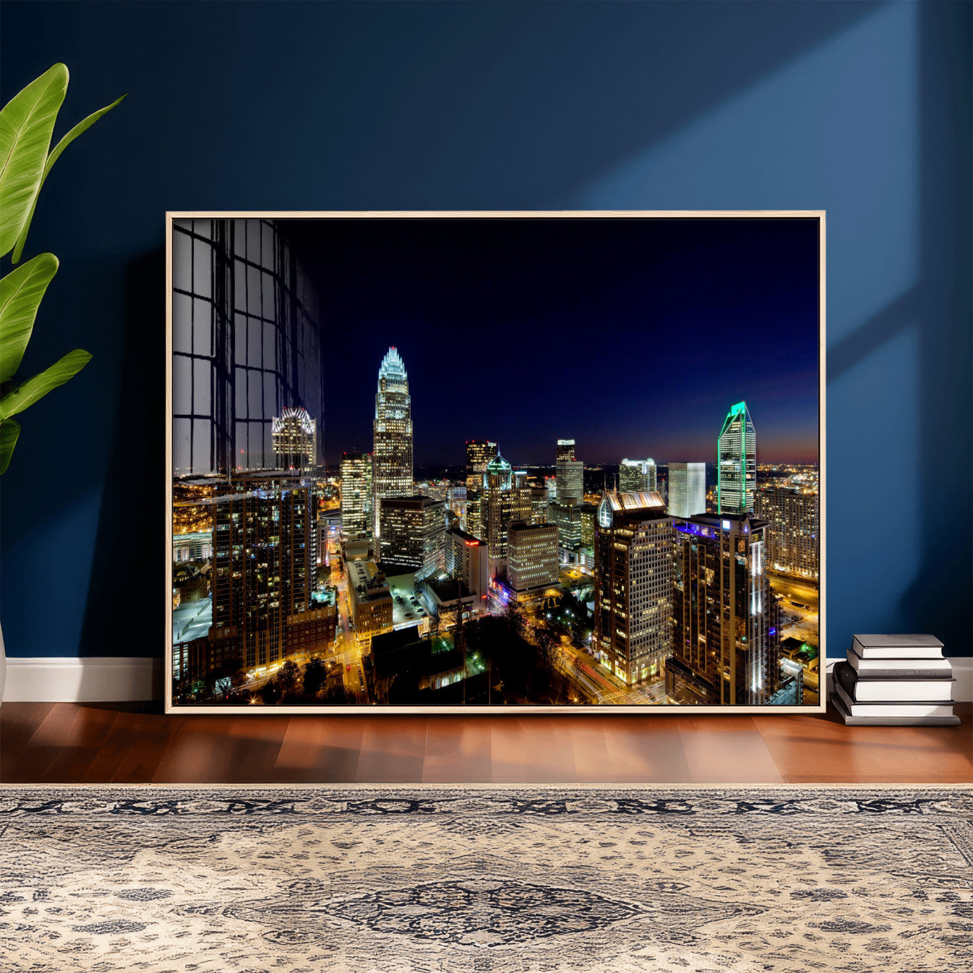 47163738-MGV-CV-36X24 - Atlanta Skyline Wall Art Canvas Print, Atlanta Downtown Night Cityscape Print for Modern Urban Wall Decor