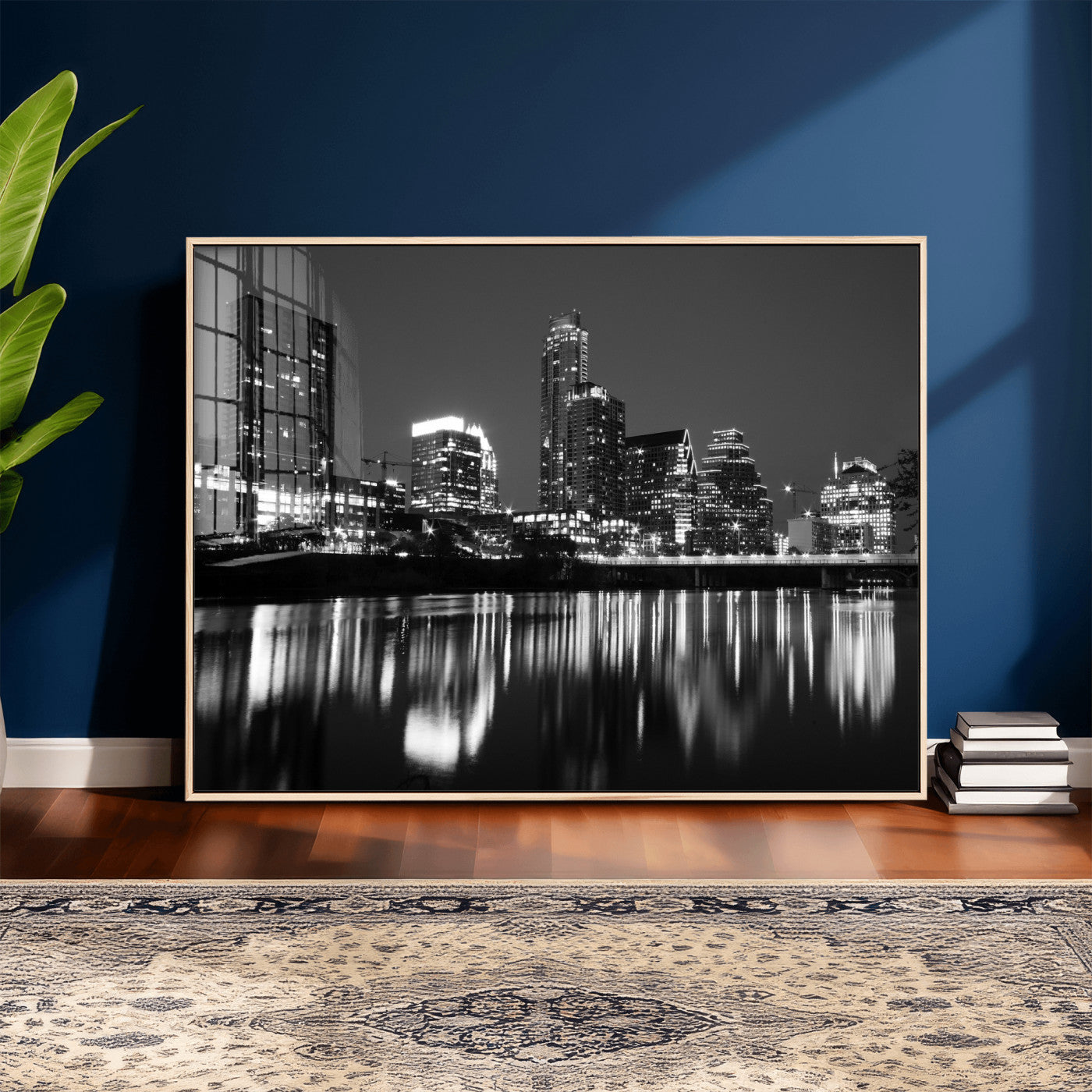 38129554-MGV-CV-36X24 - Austin Skyline Wall Art Canvas Print, Austin Downtown Night Cityscape Print for Modern Urban Wall Decor