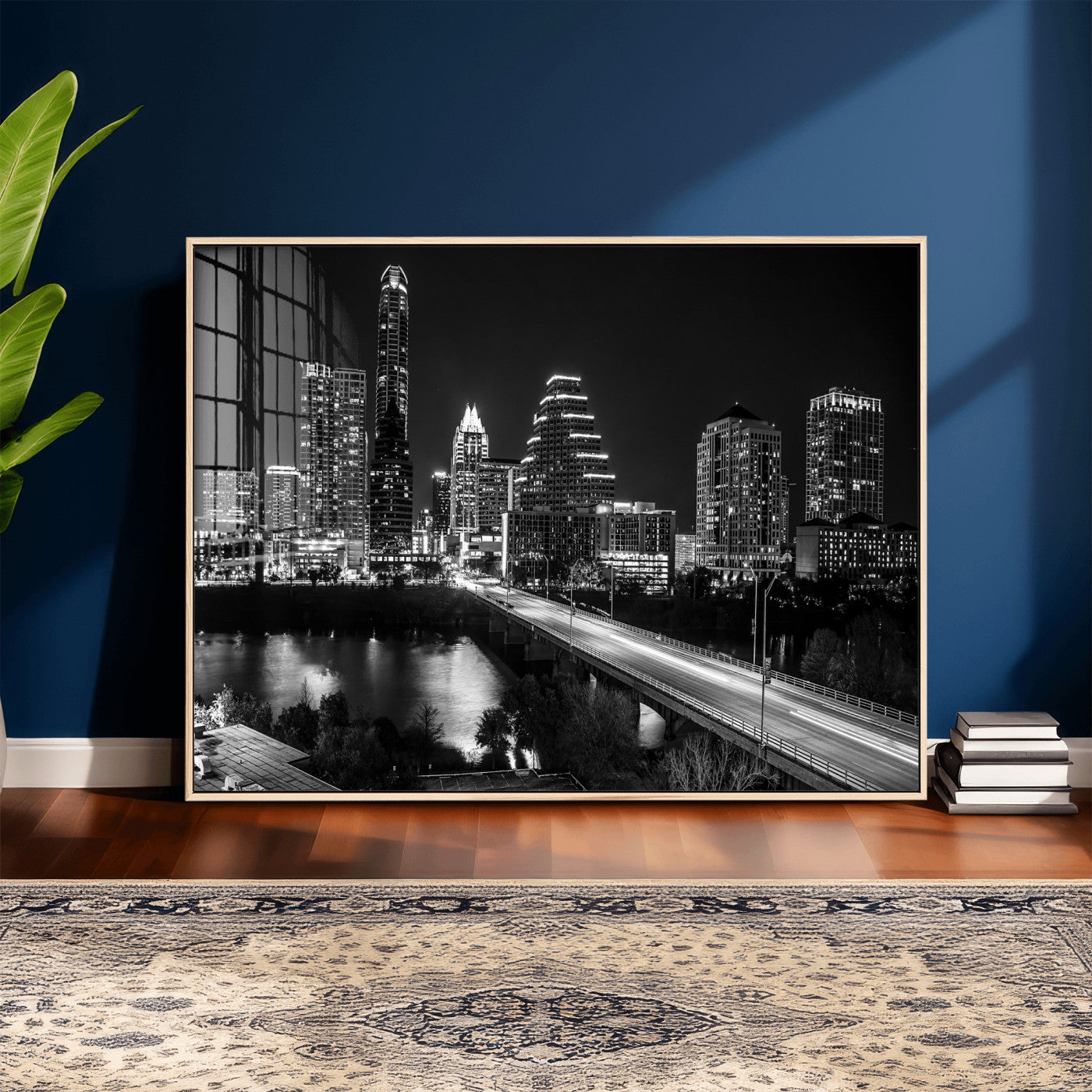 37531750-MGV-CV-36X24 - Austin Skyline Wall Art Canvas Print, Austin Downtown Night Cityscape Print for Modern Urban Wall Decor