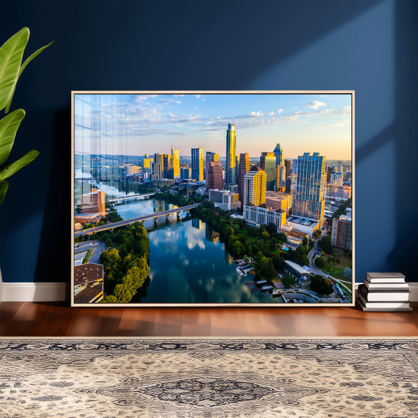 33675326-MGV-CV-36X24 - Austin Skyline Wall Art Canvas Print, Austin Downtown Night Cityscape Print for Modern Urban Wall Decor