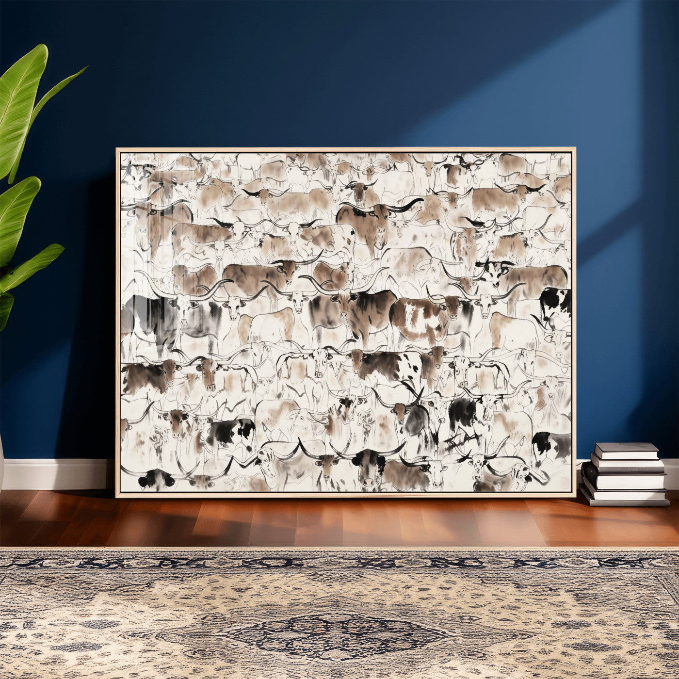 66685375-MGV-CV-36X24 - Farmhouse Animals Wall Art Canvas Print - Abstract Farm Animal Drawing Mid-Century Wall Art for Cabin Decor