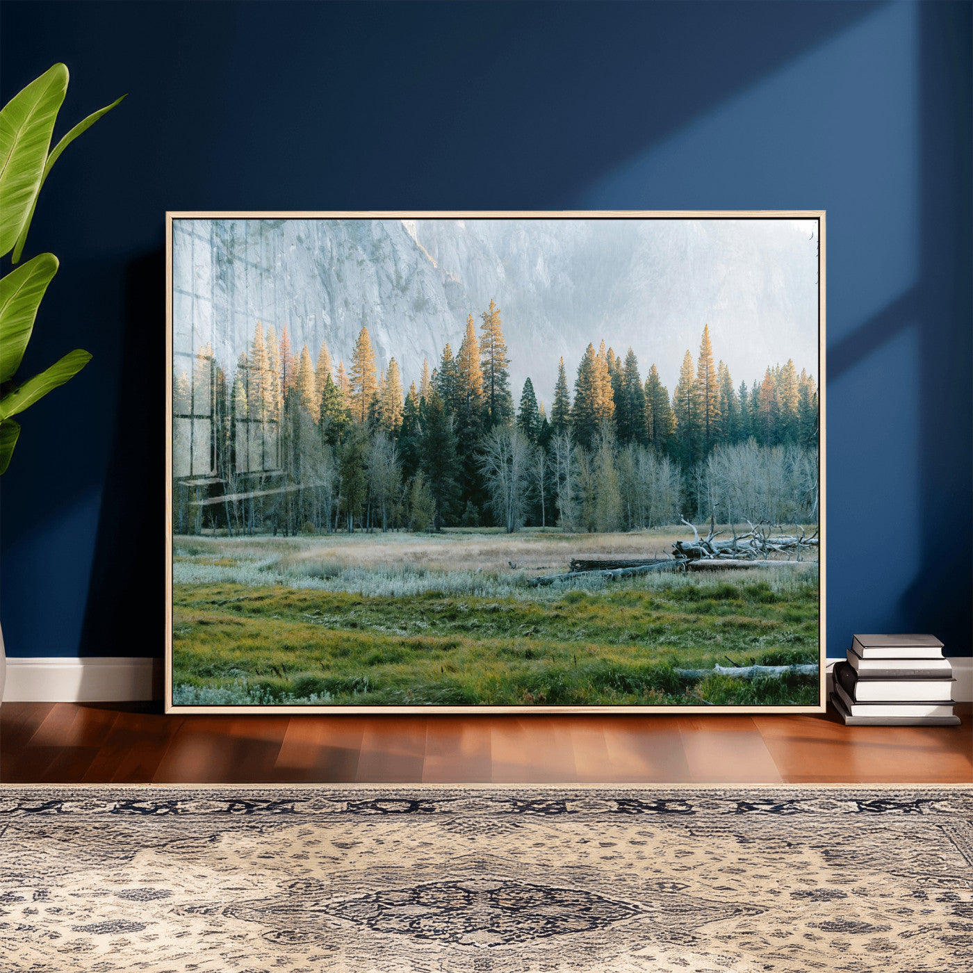 95548744-MGV-CV-36X24 - Forest Meadow Wall Art Canvas Print, Pine Tree Landscape Nature Artwork, Mountain Valley Scenic Photography, Calm Wilderness Wall Decor