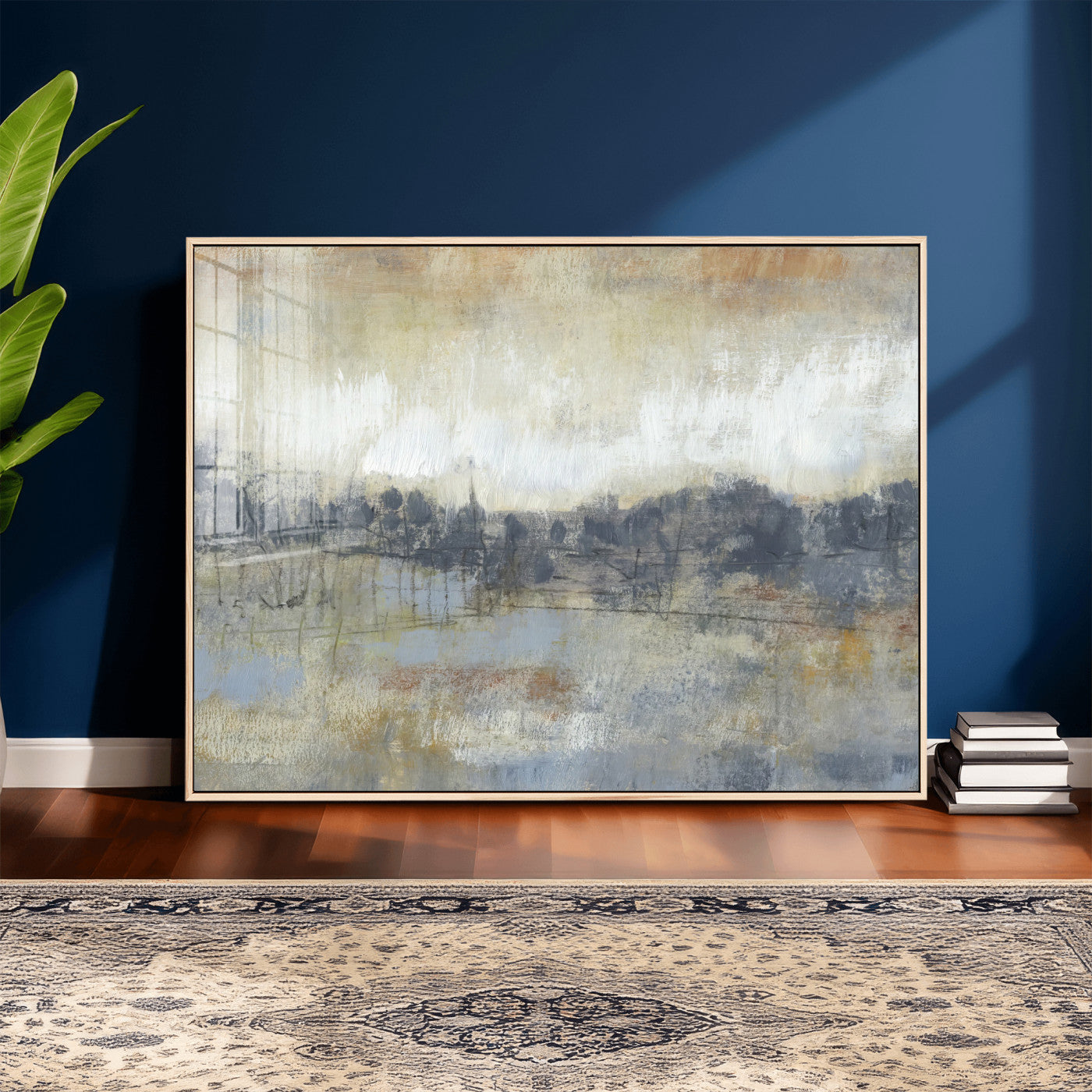 73973590-MGV-CV-36X24 - Abstract Neutral Landscape Painting Wall Art Canvas Print, Modern Minimal Texture Horizon Canvas Print, Beige Gray Contemporary Abstract Art Printing