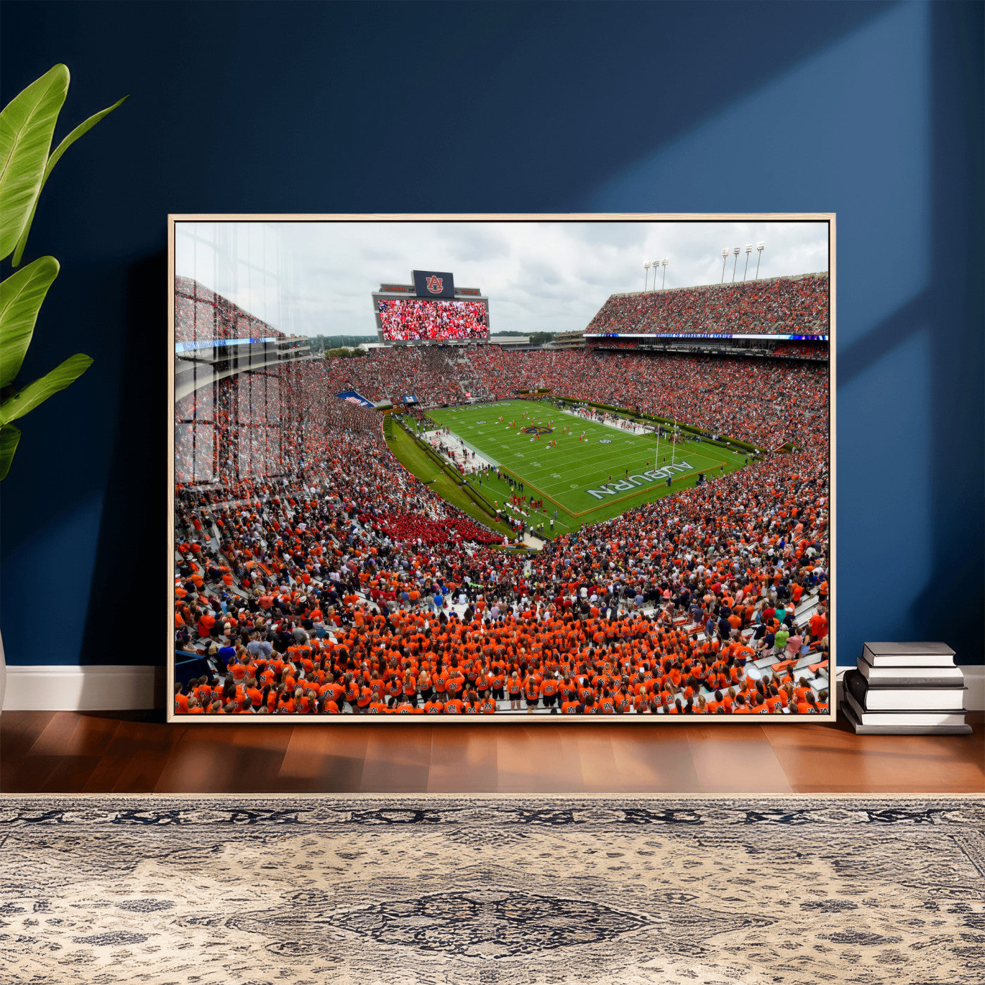 82562490-MGV-CV-36X24 - Auburn Stadium Sunset Wall Art Canvas Print, Jordan Hare Stadium Game Day Crowd, Auburn Tigers Football Artwork