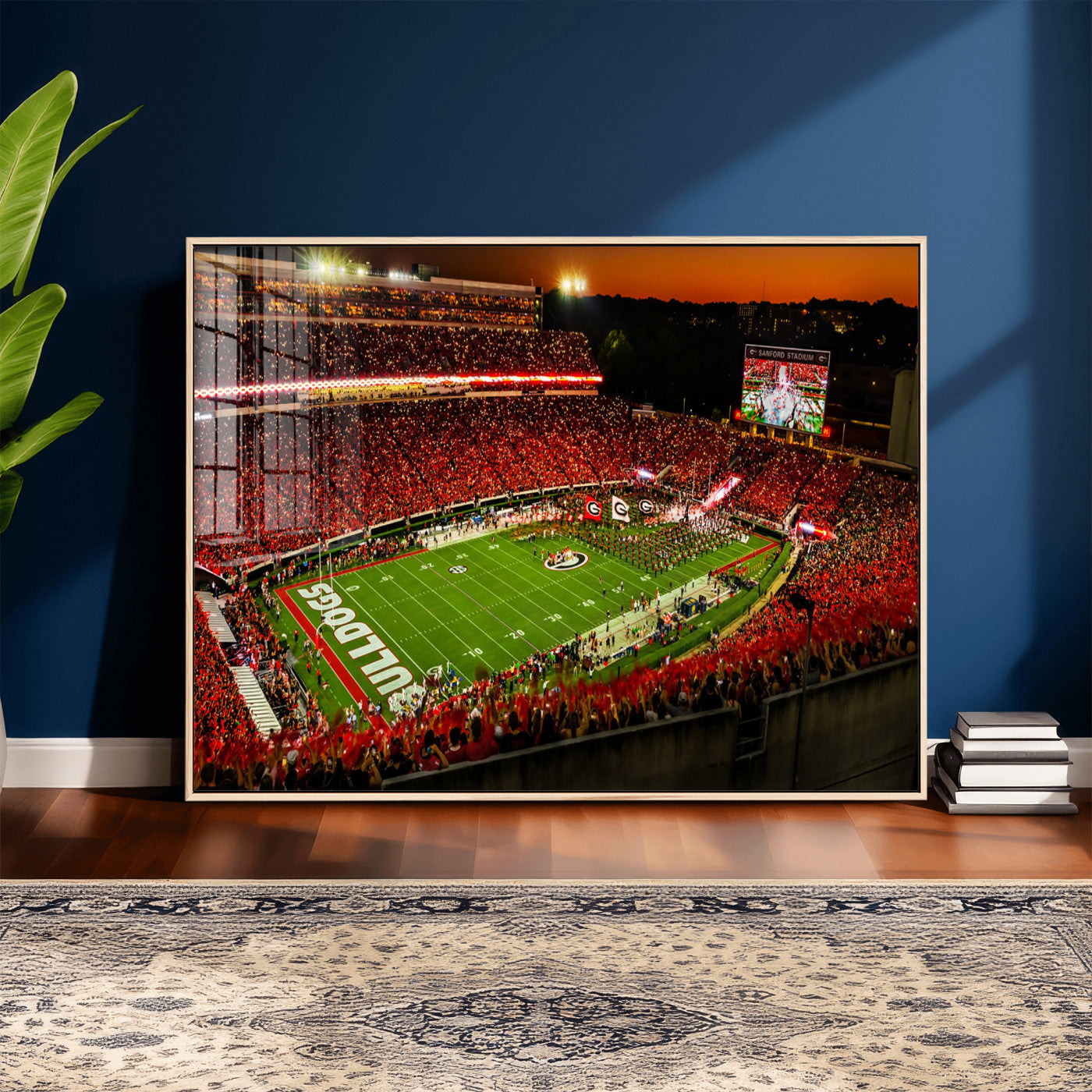 48894104-MGV-CV-36X24 - Georgia Bulldogs Stadium Wall Art Canvas Print, Sanford Stadium Night Game Panorama, College Football Crowd Wall Decor
