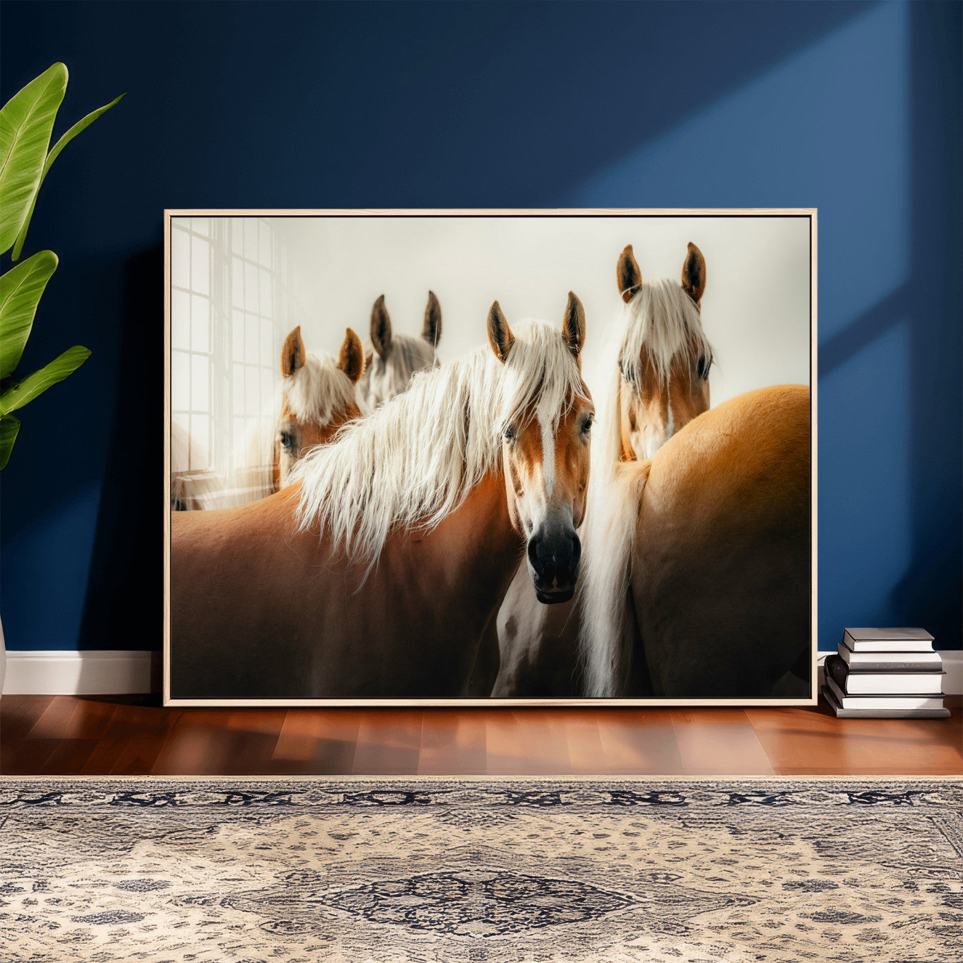 71904941-MGV-CV-36X24 - Wild Horse Herd Wall Art Canvas Print, Natural Horse Portrait Nature Wall Decor for Living Room and Office