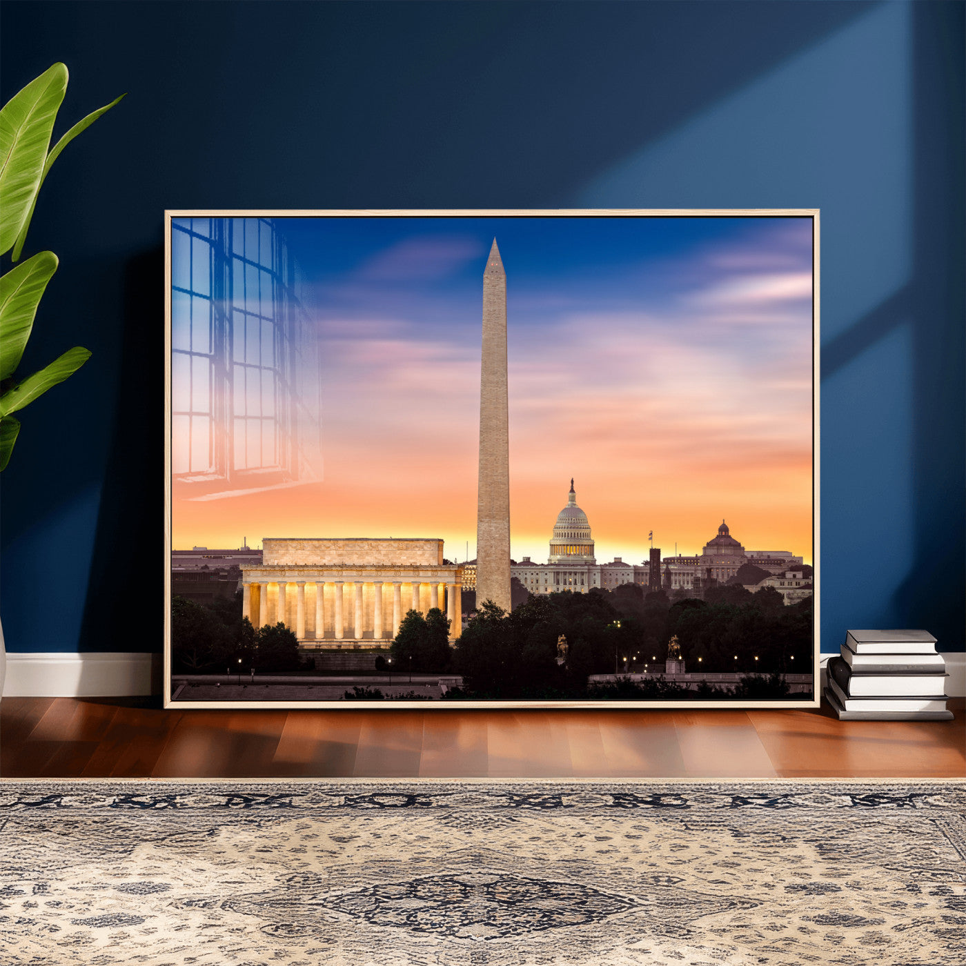 72704063-MGV-CV-36X24 - Washington DC Skyline Wall Art Canvas Print – Lincoln Memorial, Washington Monument & Capitol Artwork Print